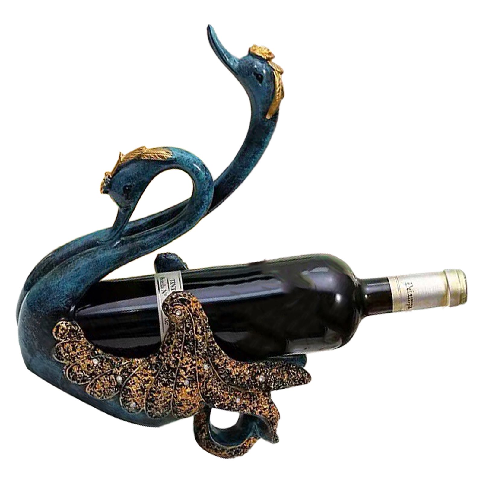 Luxury Swan Wine Rack Innovative Desktop Wine Cabinet Decorative Ornaments for Living Room Office Blue - Image 2