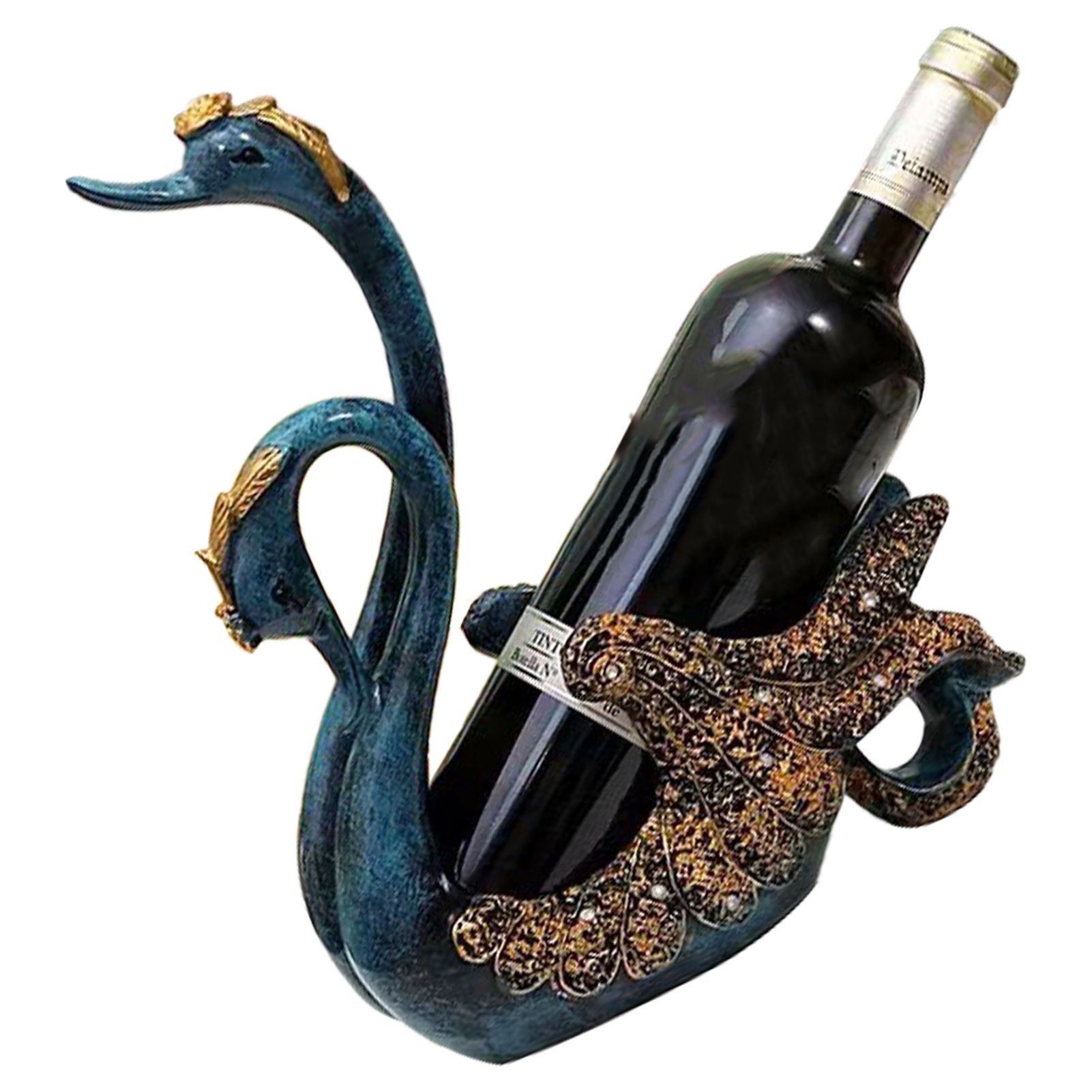 Luxury Swan Wine Rack Innovative Desktop Wine Cabinet Decorative Ornaments for Living Room Office Blue - Image 3