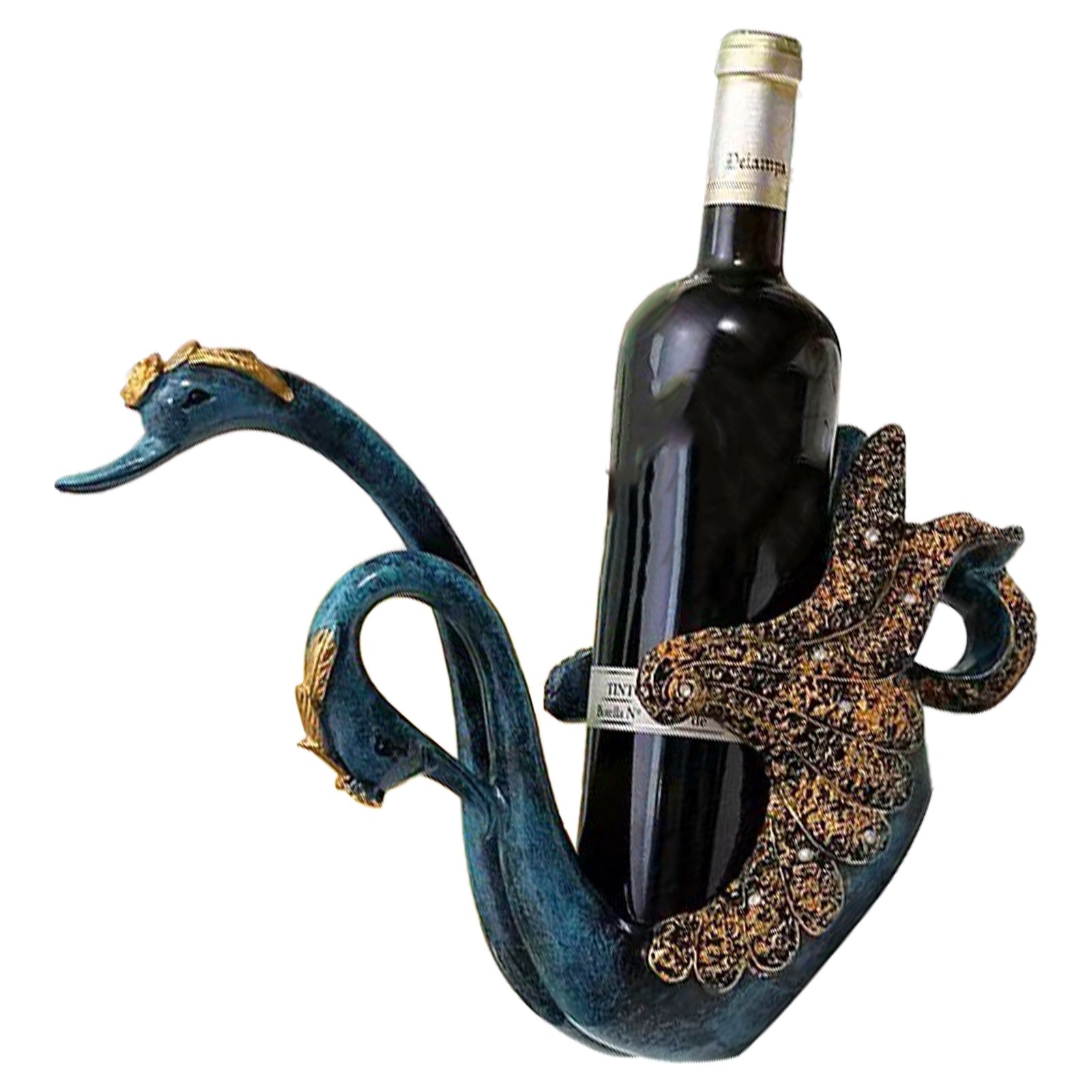 Luxury Swan Wine Rack Innovative Desktop Wine Cabinet Decorative Ornaments for Living Room Office Blue - Image 4