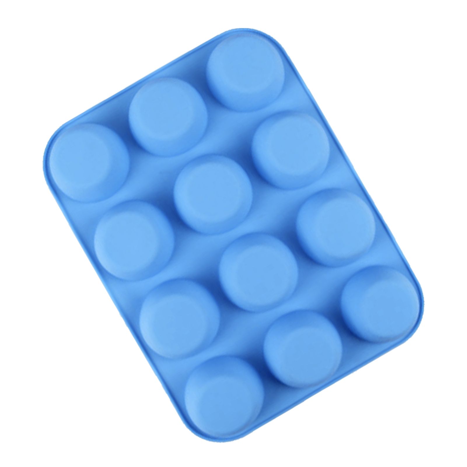 12 Cupcake Pan Soft Silicone Round Shape Easy Release Muffin Pan for Cupcake Muffin Gelatin Soap Candle Blue - Image 3