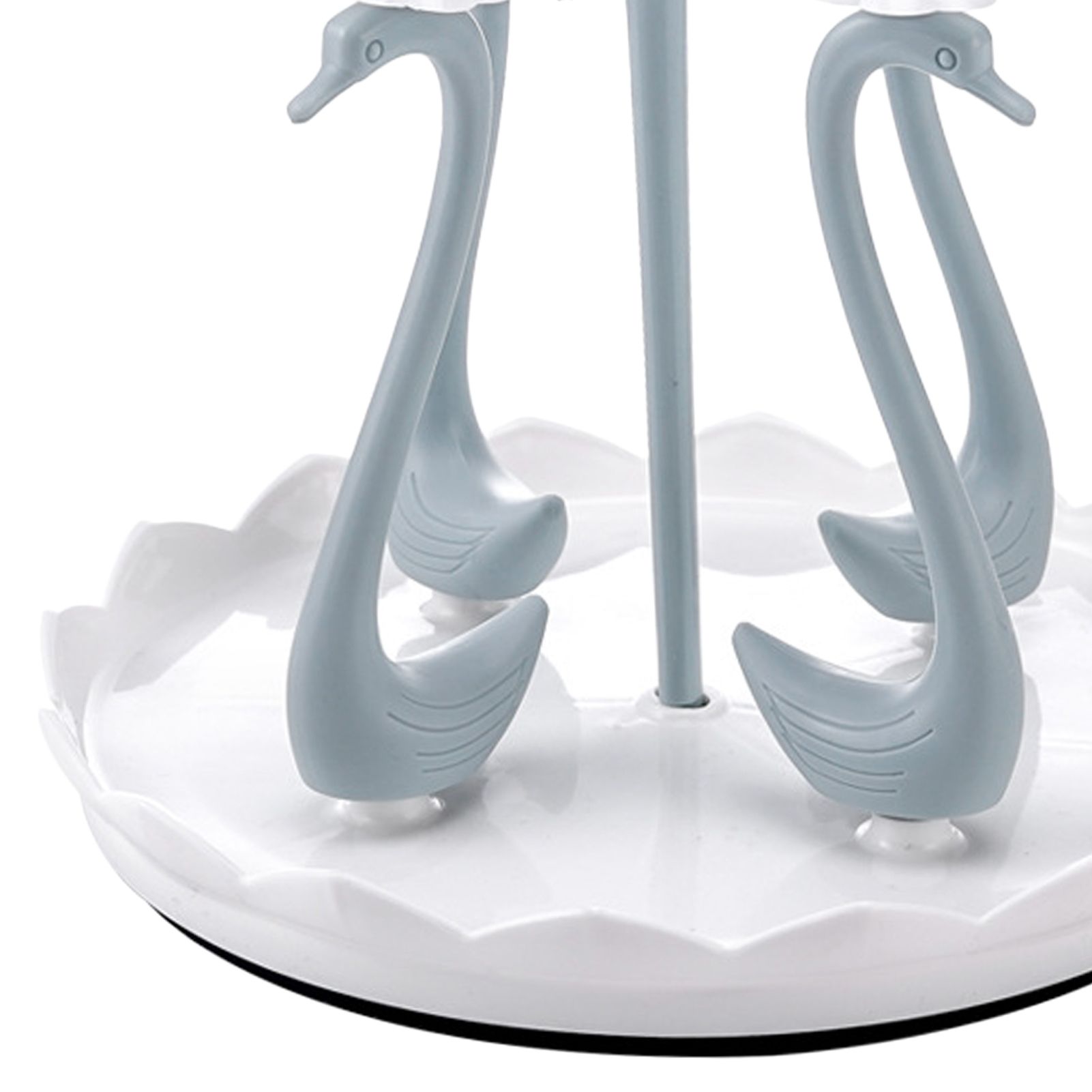 Swan Cup Holder with Rotating Drip Tray Plastic Rotatable Drinking Cup Drainer Stand Rack for Home Kitchen Blue 4 Heads - Image 8