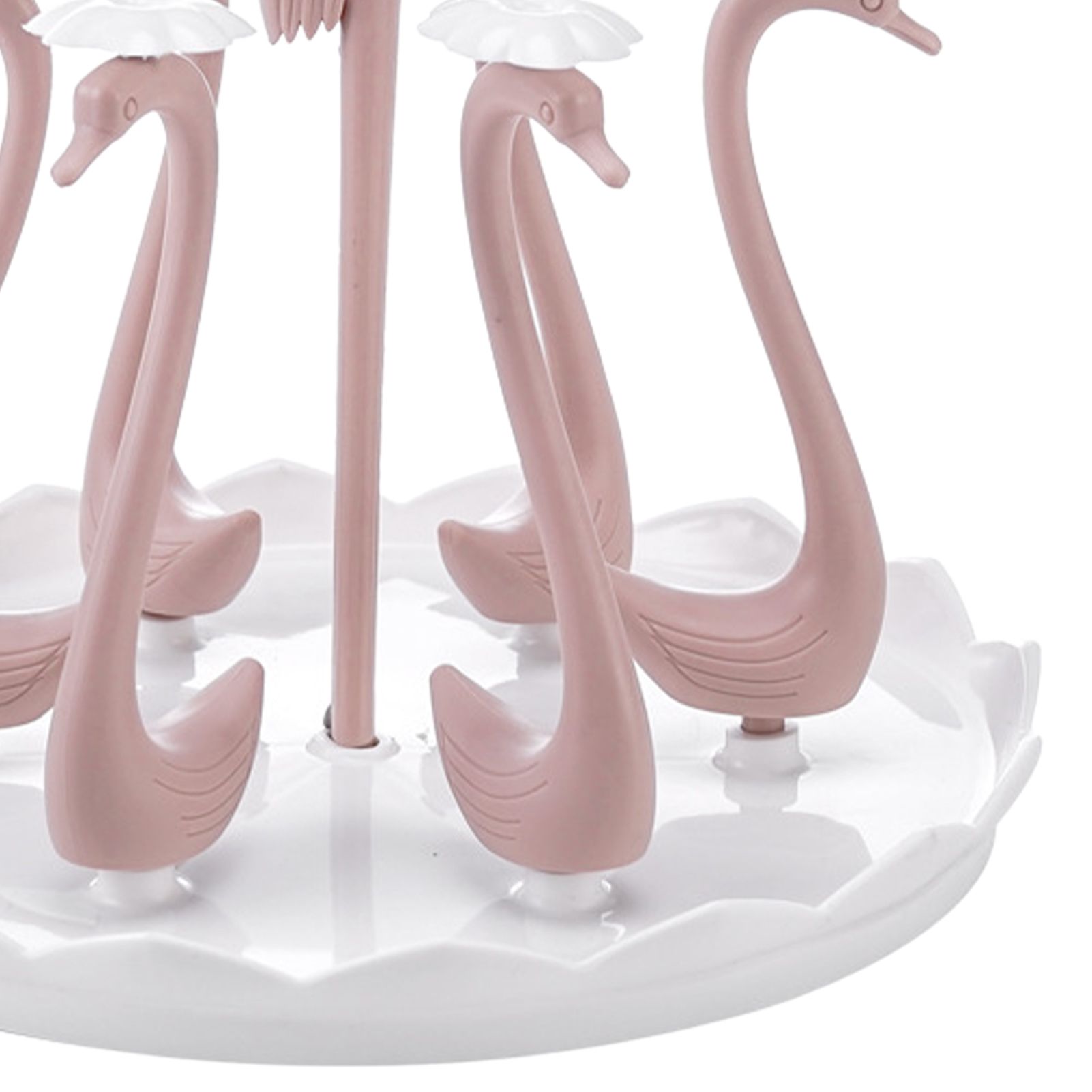 Swan Cup Holder with Rotating Drip Tray Plastic Rotatable Drinking Cup Drainer Stand Rack for Home Kitchen Pink 6 Heads - Image 7