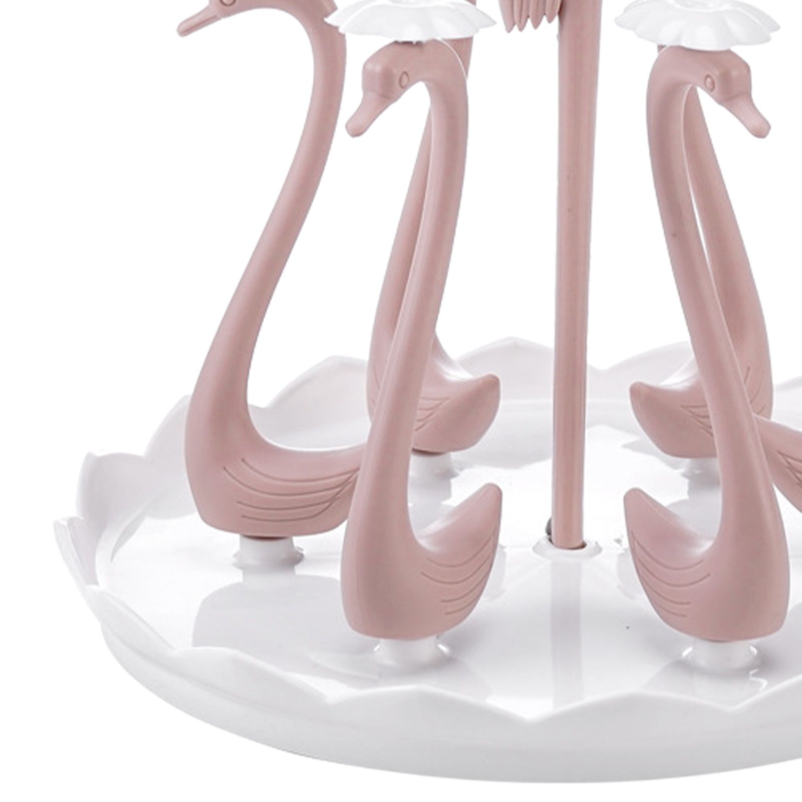 Swan Cup Holder with Rotating Drip Tray Plastic Rotatable Drinking Cup Drainer Stand Rack for Home Kitchen Pink 6 Heads - Image 8