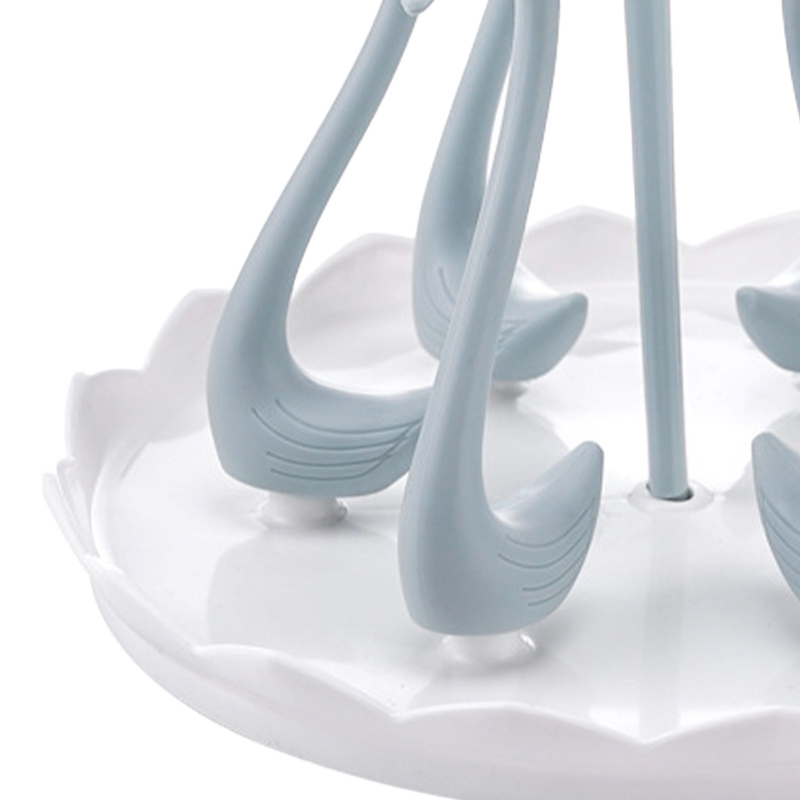 Swan Cup Holder with Rotating Drip Tray Plastic Rotatable Drinking Cup Drainer Stand Rack for Home Kitchen Blue 6 Heads - Image 8
