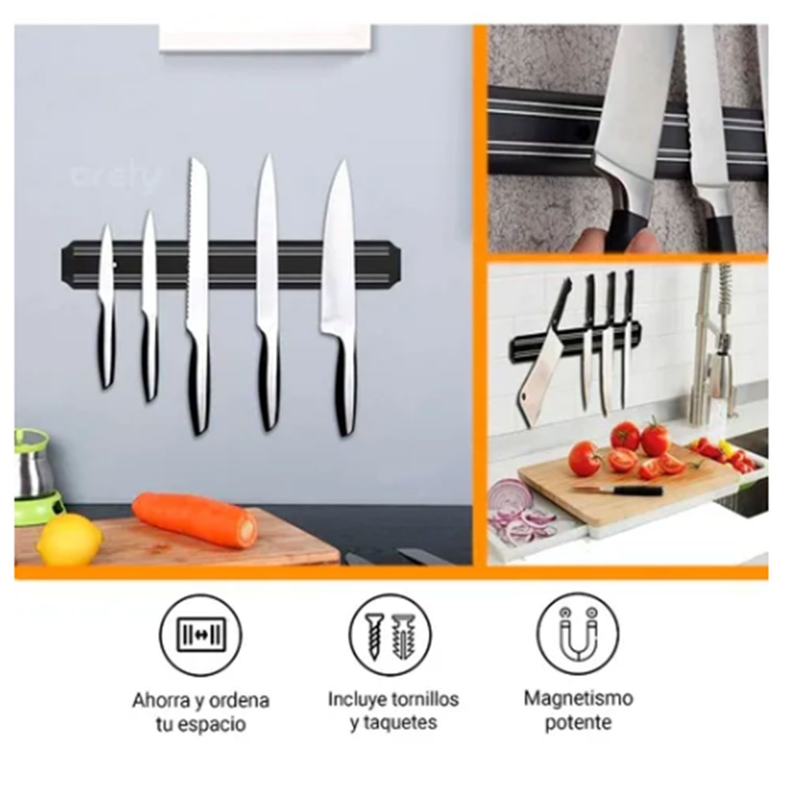Magnetic Knife Holder Modern Simple Design Multi Use Wall Mount Knife Strip 38cm - Image 6