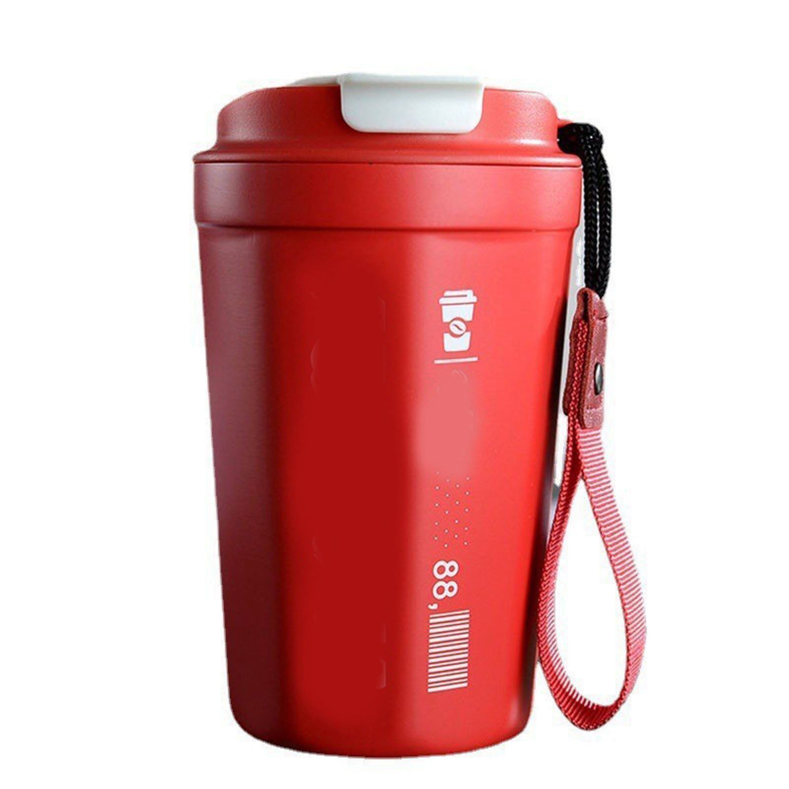 390ml Insulated Coffee Mug Keep Warm Cold Portable Stainless Steel Camping Mug for Home School Office Outdoor Red - Image 1