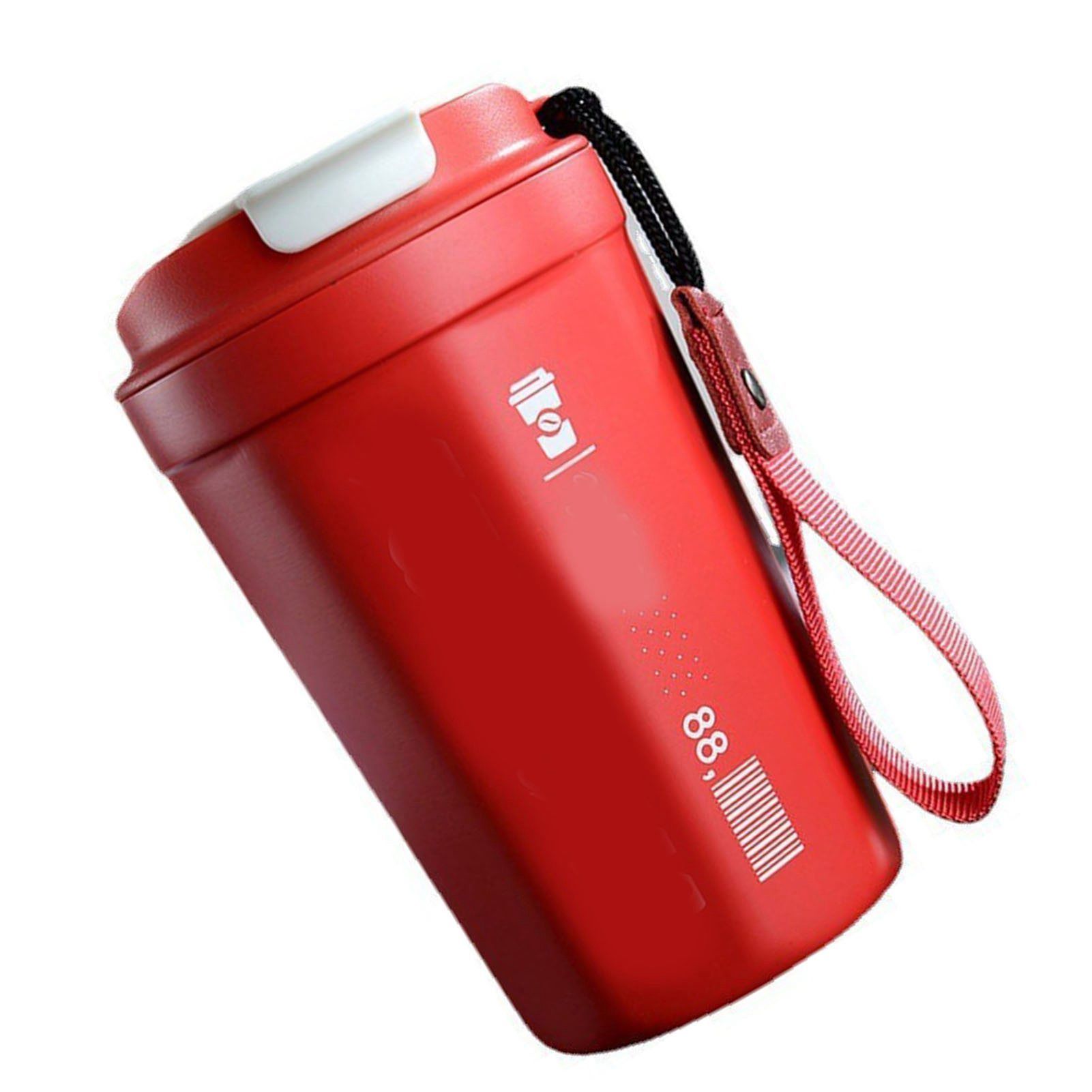 390ml Insulated Coffee Mug Keep Warm Cold Portable Stainless Steel Camping Mug for Home School Office Outdoor Red - Image 2