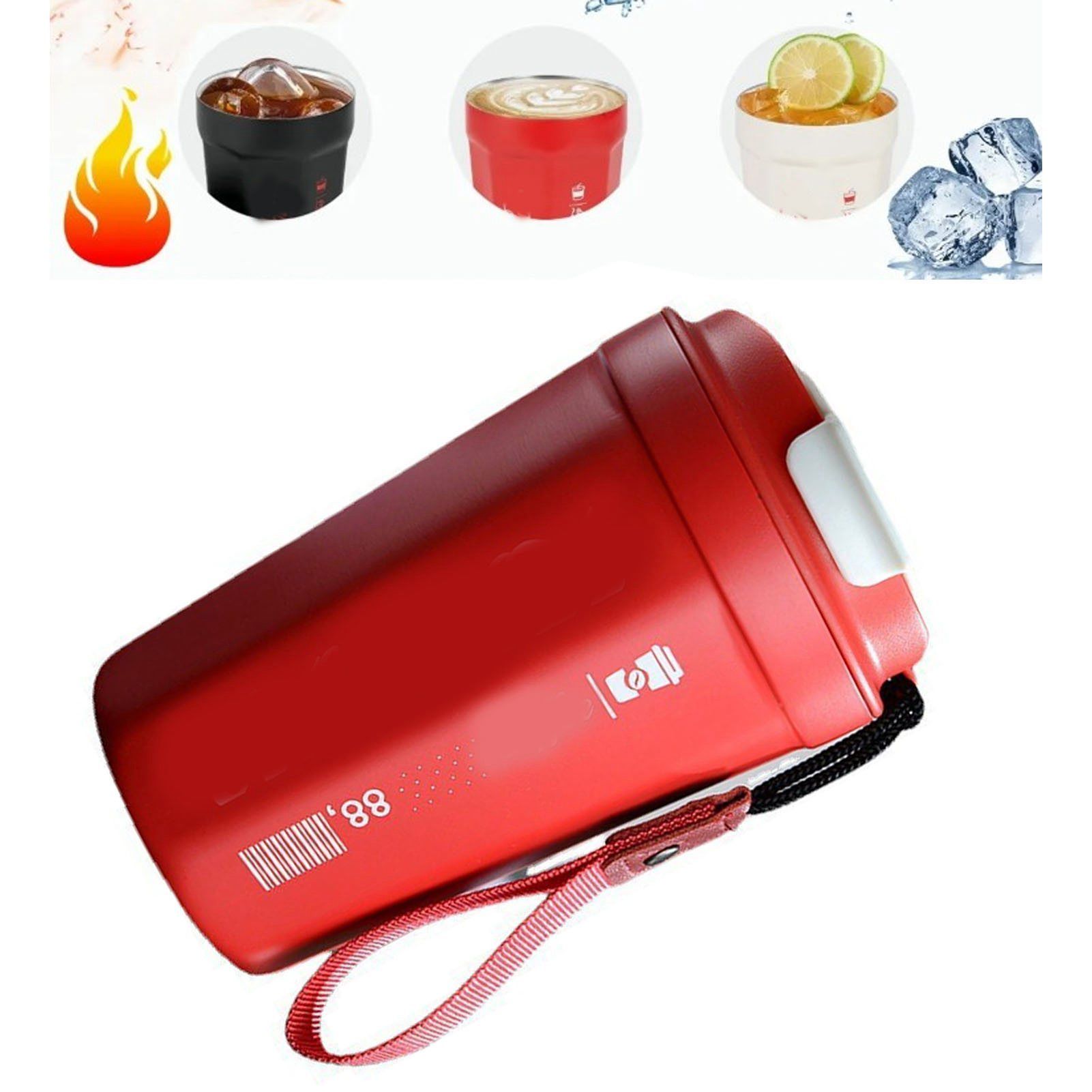 390ml Insulated Coffee Mug Keep Warm Cold Portable Stainless Steel Camping Mug for Home School Office Outdoor Red - Image 5