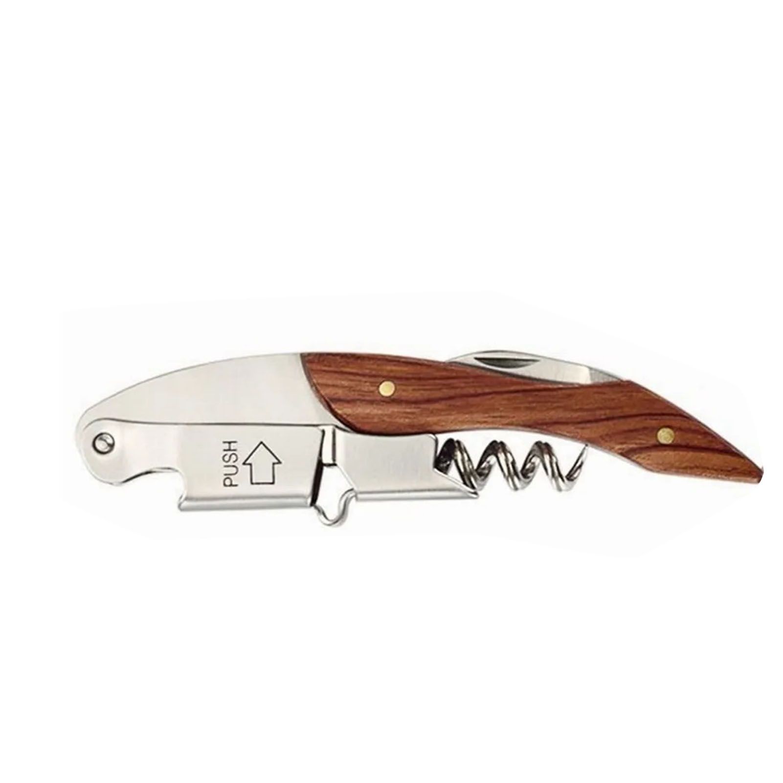 Wine Bottle Opener Corkscrew Stainless Steel Wood Easy Grip Portable Tool for Home - Image 4