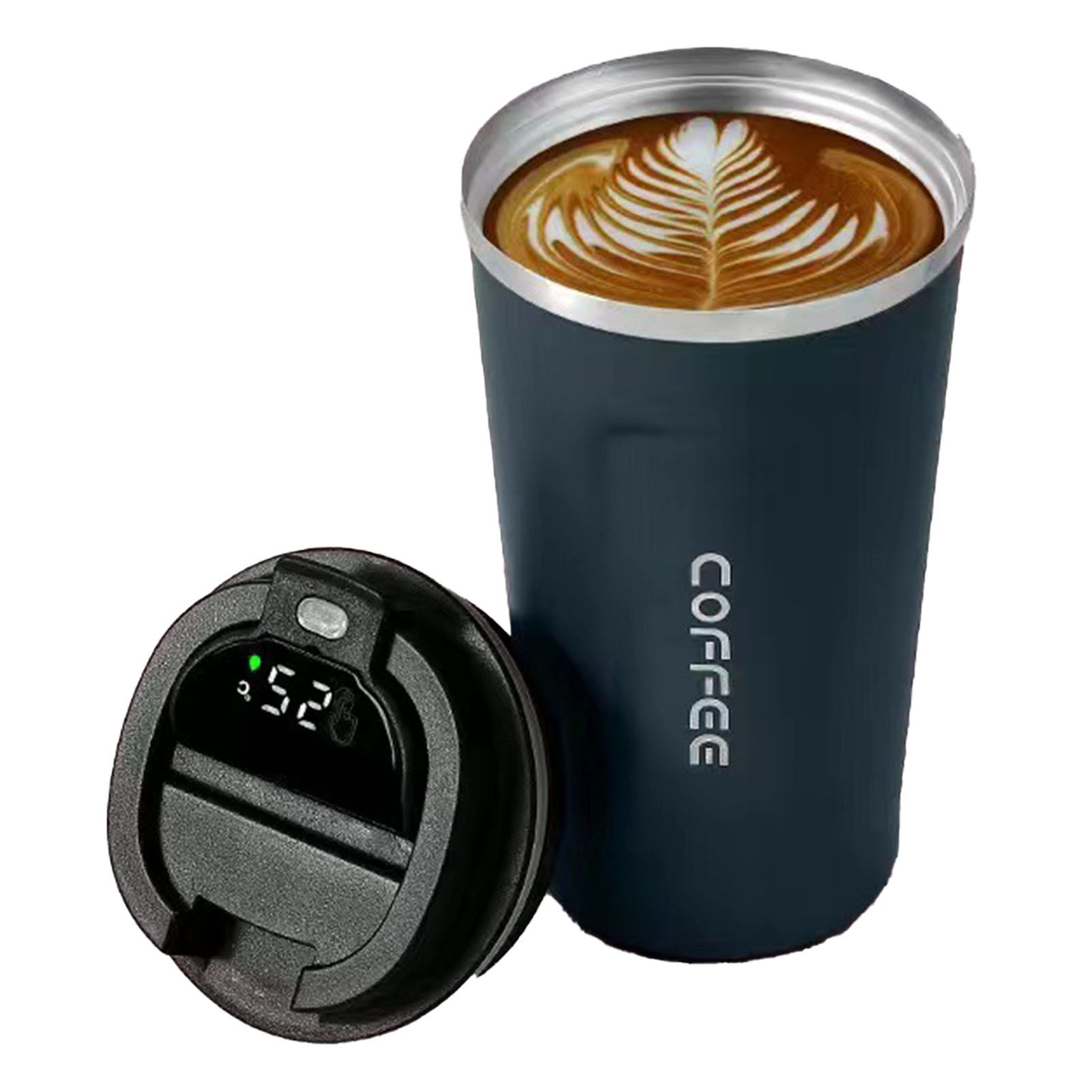 Smart Temperature Display Coffee Cup Portable 304 Stainless Steel Insulation Cup Simple Style Pure Color Generation 2nd Blue 510ml - Image 2