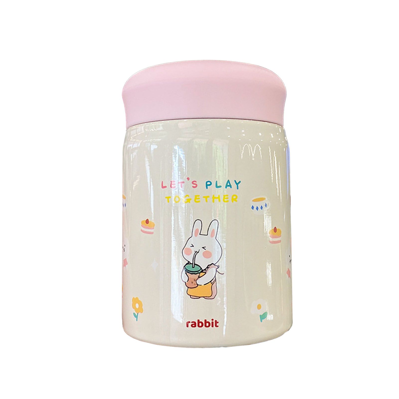 320ml Stainless Steel Insulated Vacuum Food Jar Cup Container with Lid for Outdoor Cartoon Portable Bottle Rabbit - Image 1