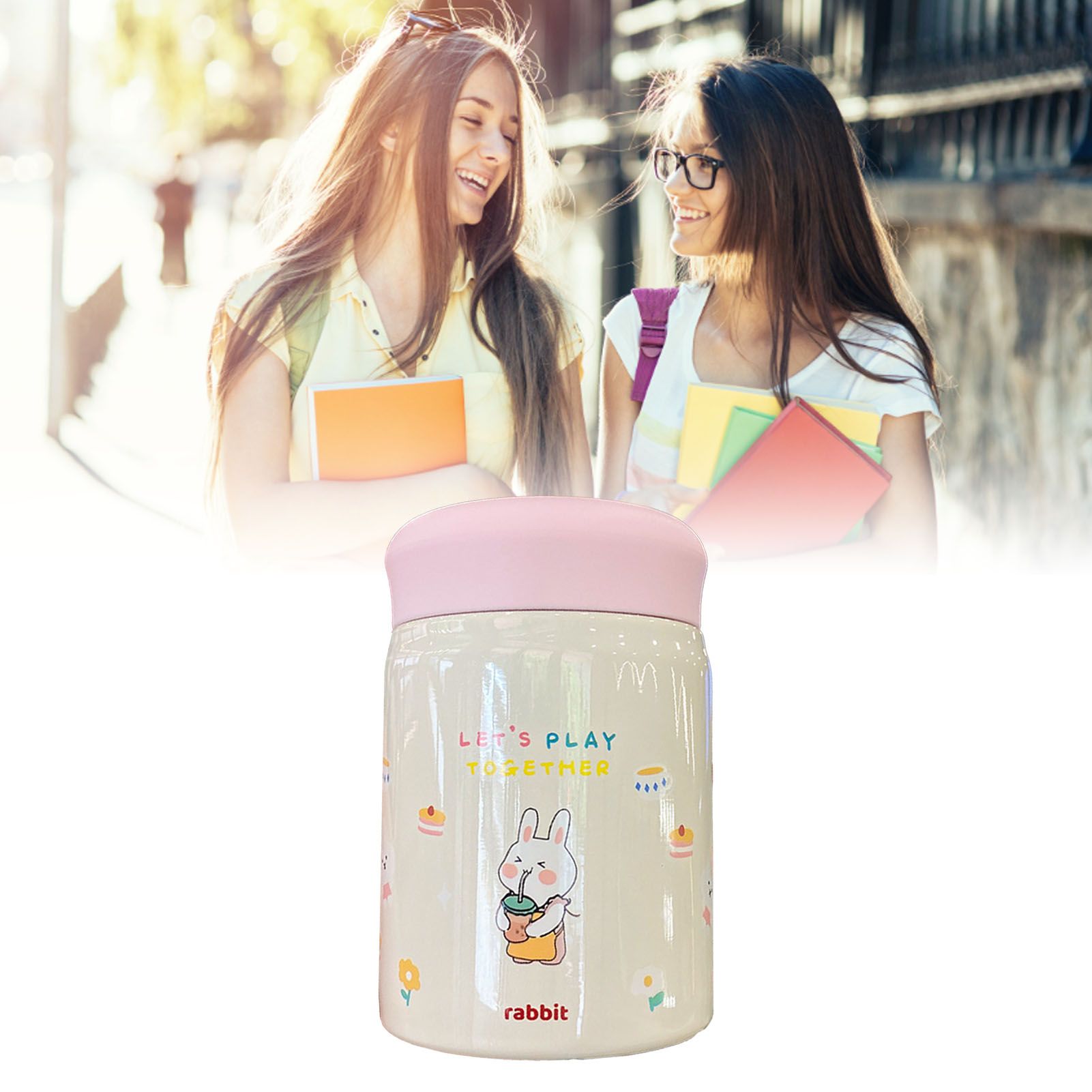 320ml Stainless Steel Insulated Vacuum Food Jar Cup Container with Lid for Outdoor Cartoon Portable Bottle Rabbit - Image 5