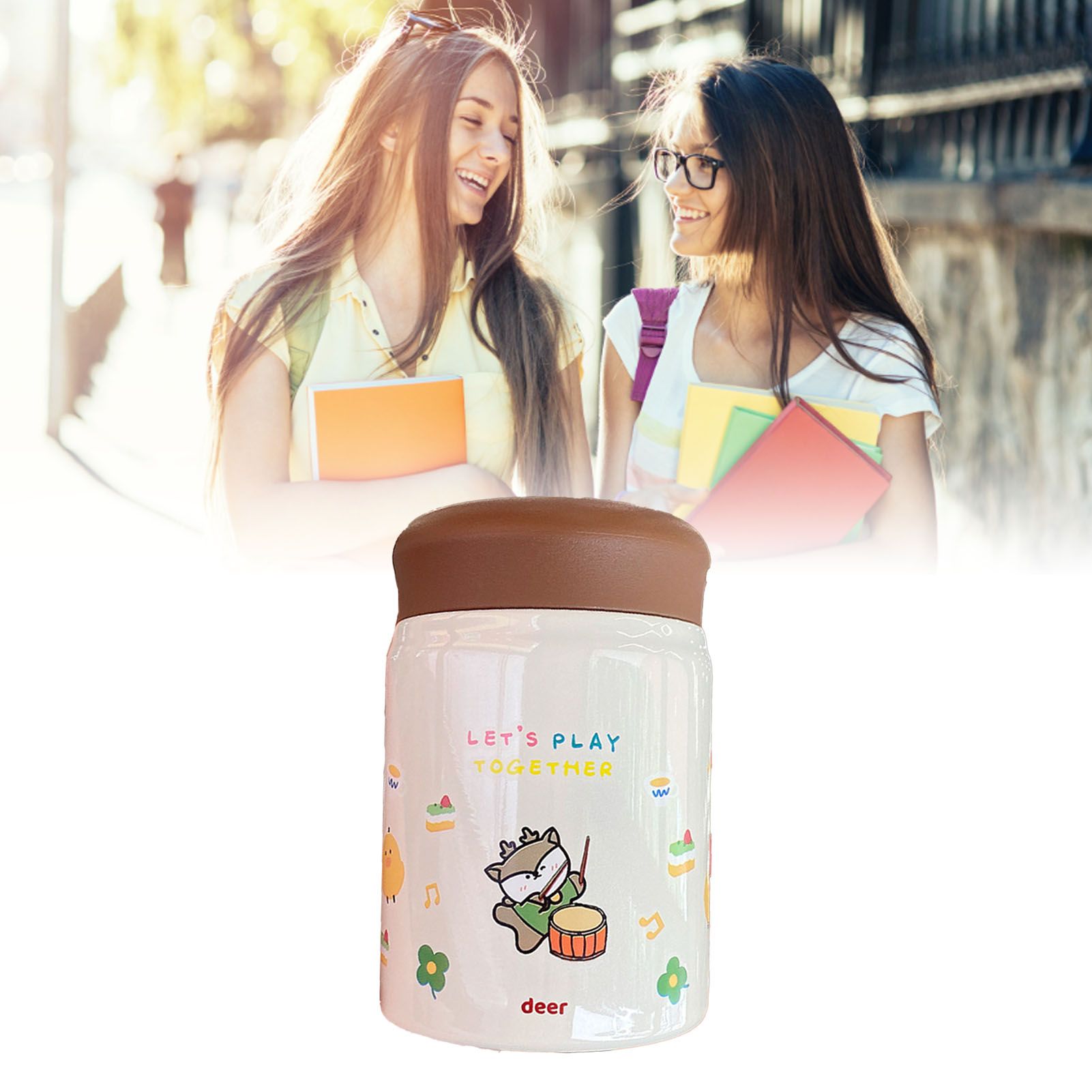 320ml Stainless Steel Insulated Vacuum Food Jar Cup Container with Lid for Outdoor Cartoon Portable Bottle Deer - Image 6