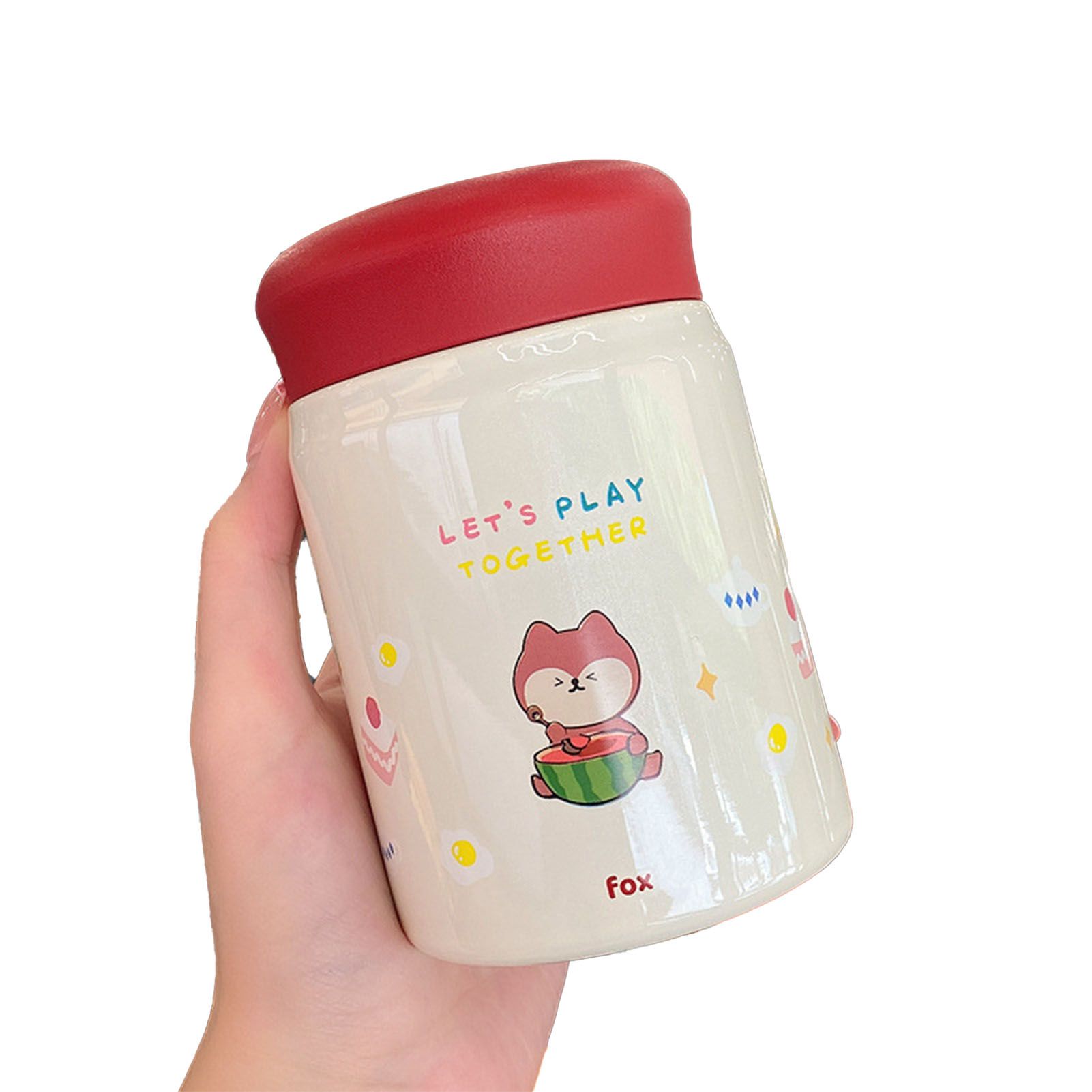 320ml Stainless Steel Insulated Vacuum Food Jar Cup Container with Lid for Outdoor Cartoon Portable Bottle Fox - Image 4