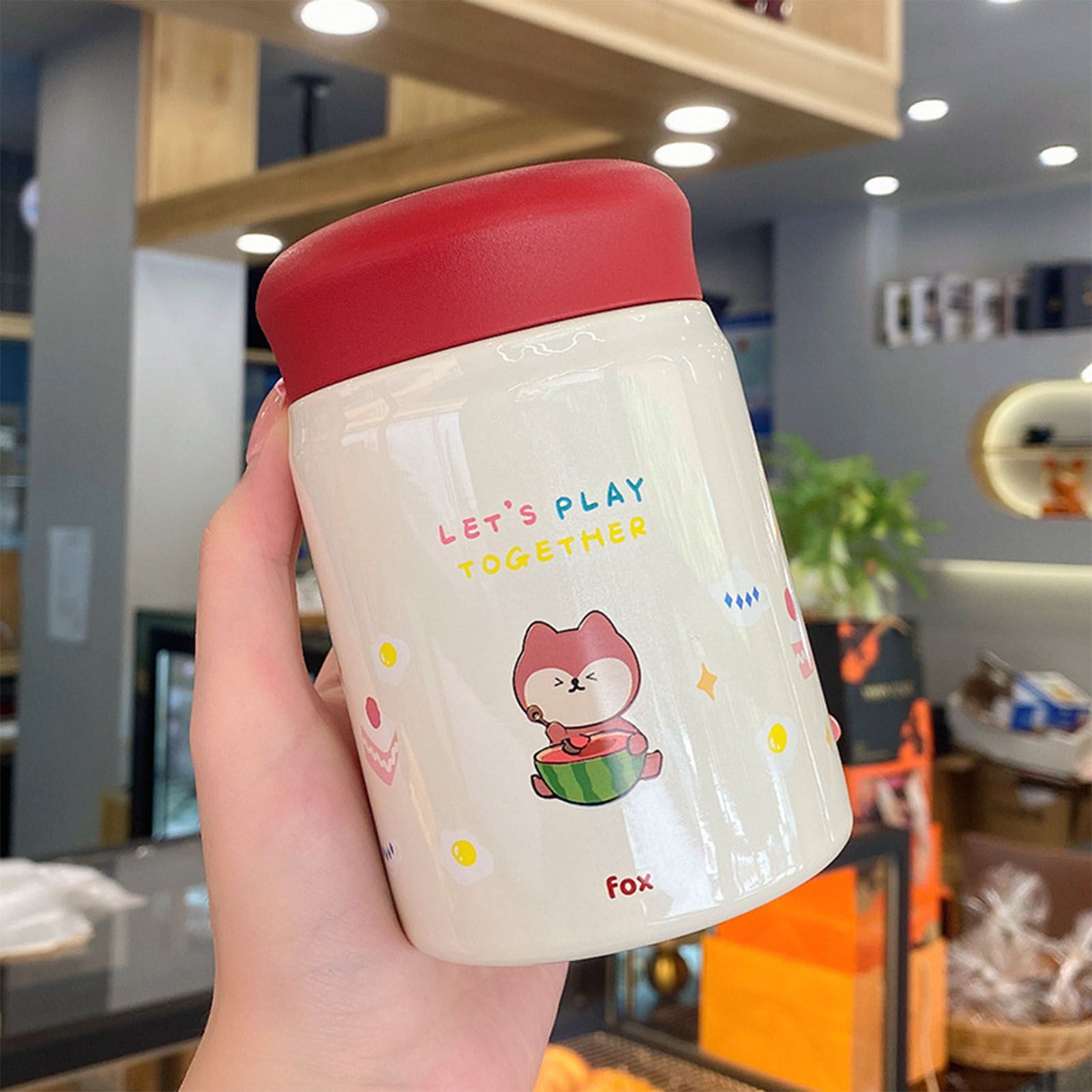 320ml Stainless Steel Insulated Vacuum Food Jar Cup Container with Lid for Outdoor Cartoon Portable Bottle Fox - Image 5