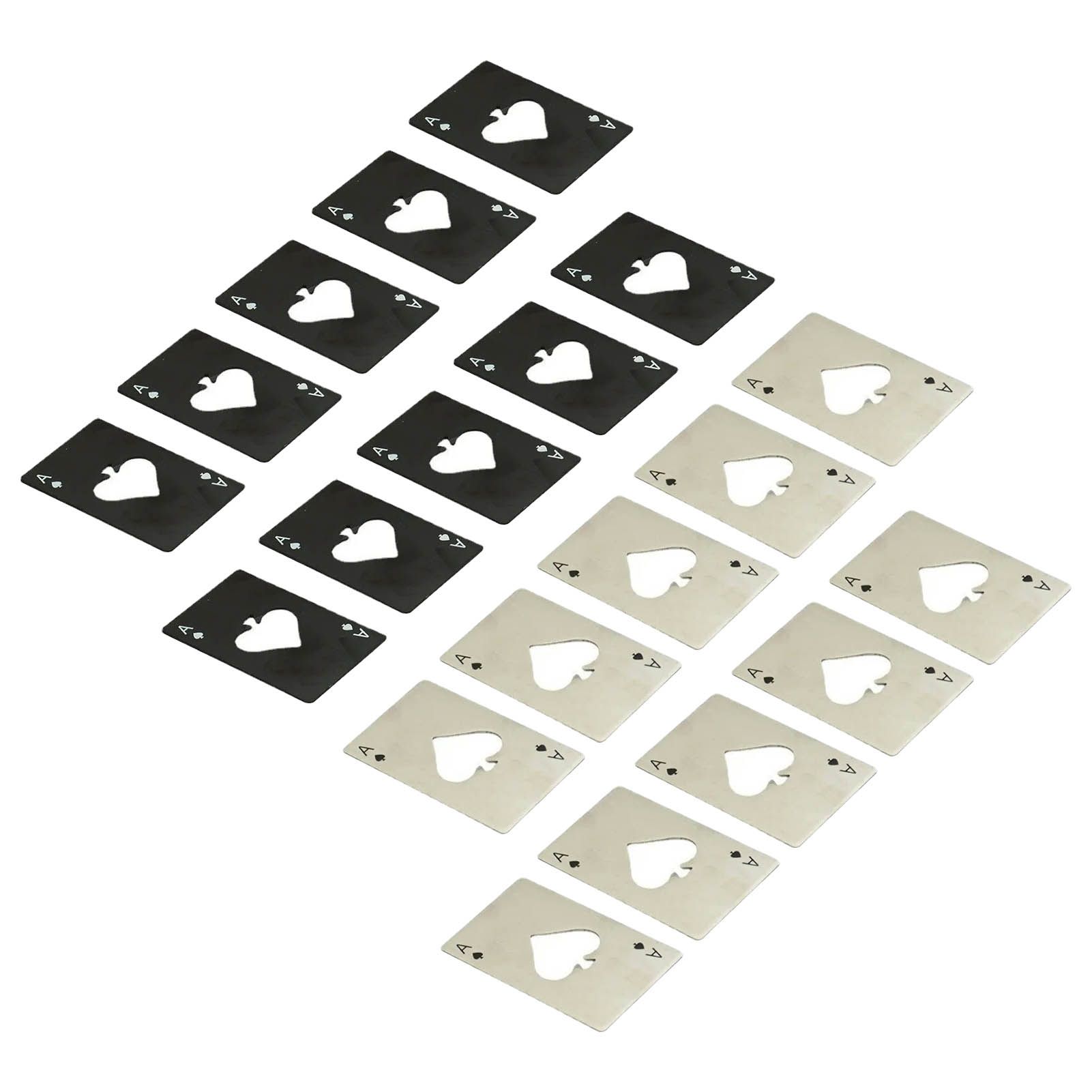 20 Pcs Poker Card Bottle Opener Beer Openers Stainless Steel Black Silver Cup Mat for Wallet Gifts - Image 1