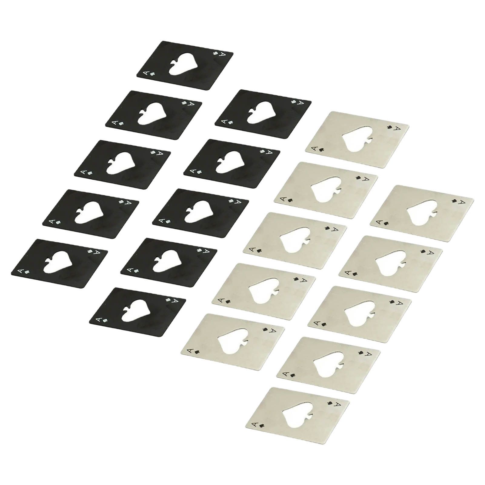 20 Pcs Poker Card Bottle Opener Beer Openers Stainless Steel Black Silver Cup Mat for Wallet Gifts - Image 3