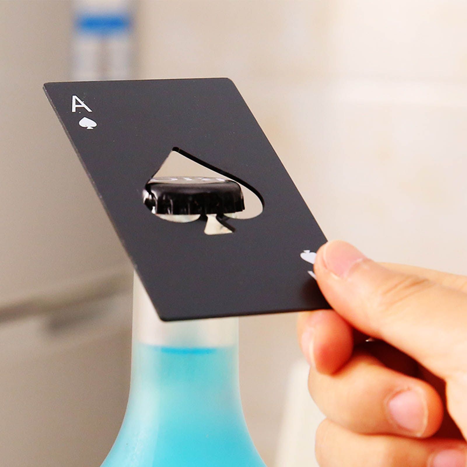 20 Pcs Poker Card Bottle Opener Beer Openers Stainless Steel Black Silver Cup Mat for Wallet Gifts - Image 6