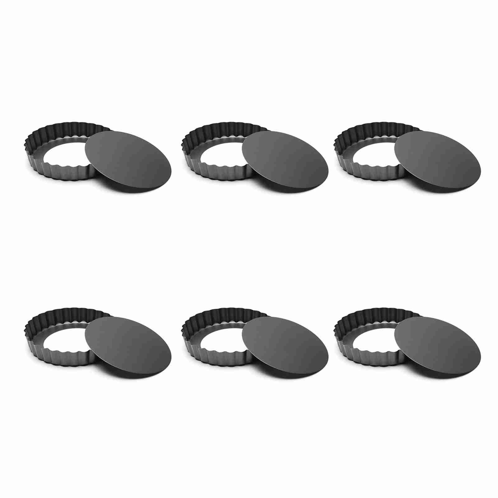 6Pcs 3in Quiche Pan Food Grade Prevents Sticking Carbon Steel Tart Pan with Removable Bottom for Baking Cakes Cheesecakes - Image 1