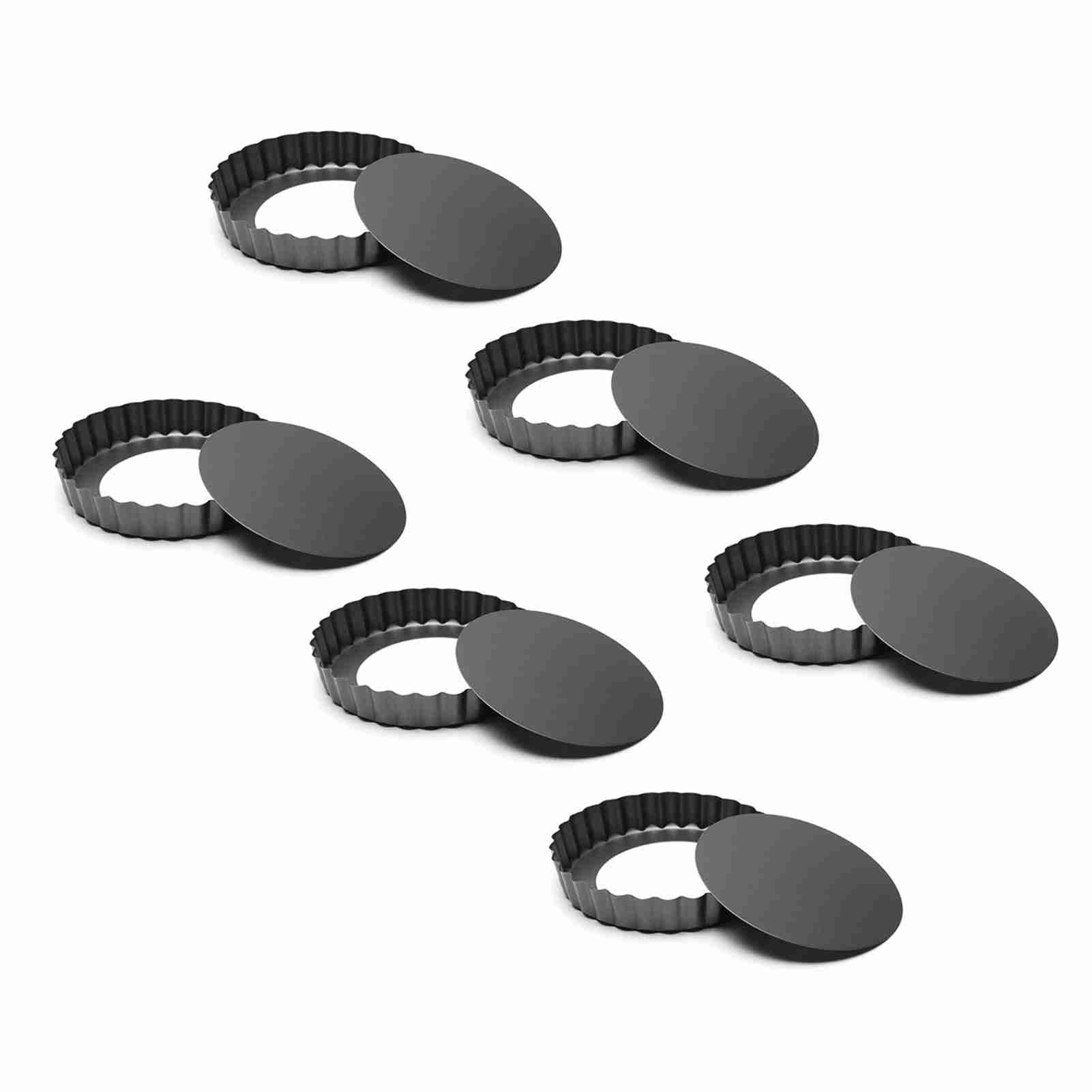 6Pcs 3in Quiche Pan Food Grade Prevents Sticking Carbon Steel Tart Pan with Removable Bottom for Baking Cakes Cheesecakes - Image 3