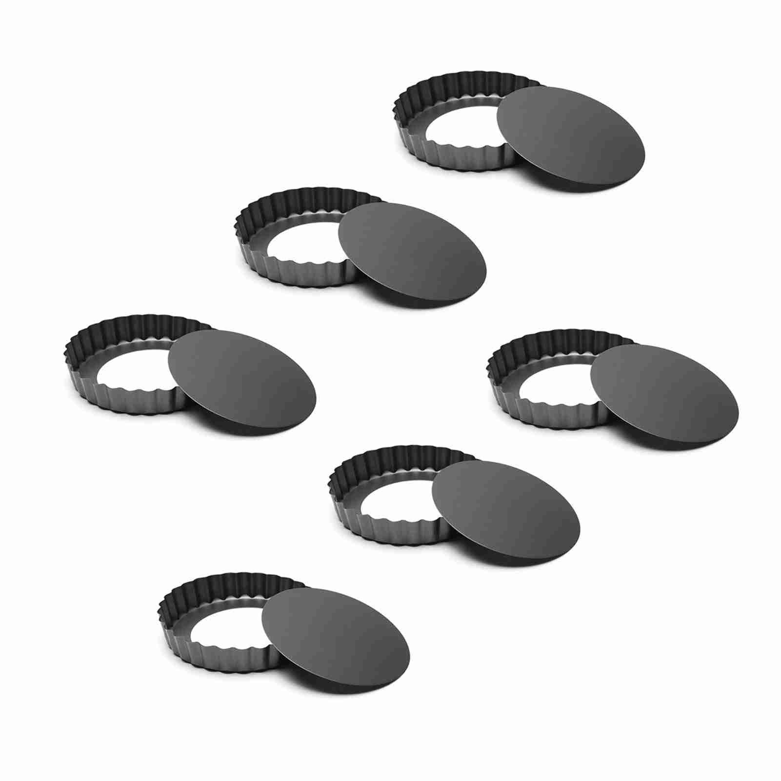 6Pcs 3in Quiche Pan Food Grade Prevents Sticking Carbon Steel Tart Pan with Removable Bottom for Baking Cakes Cheesecakes - Image 4
