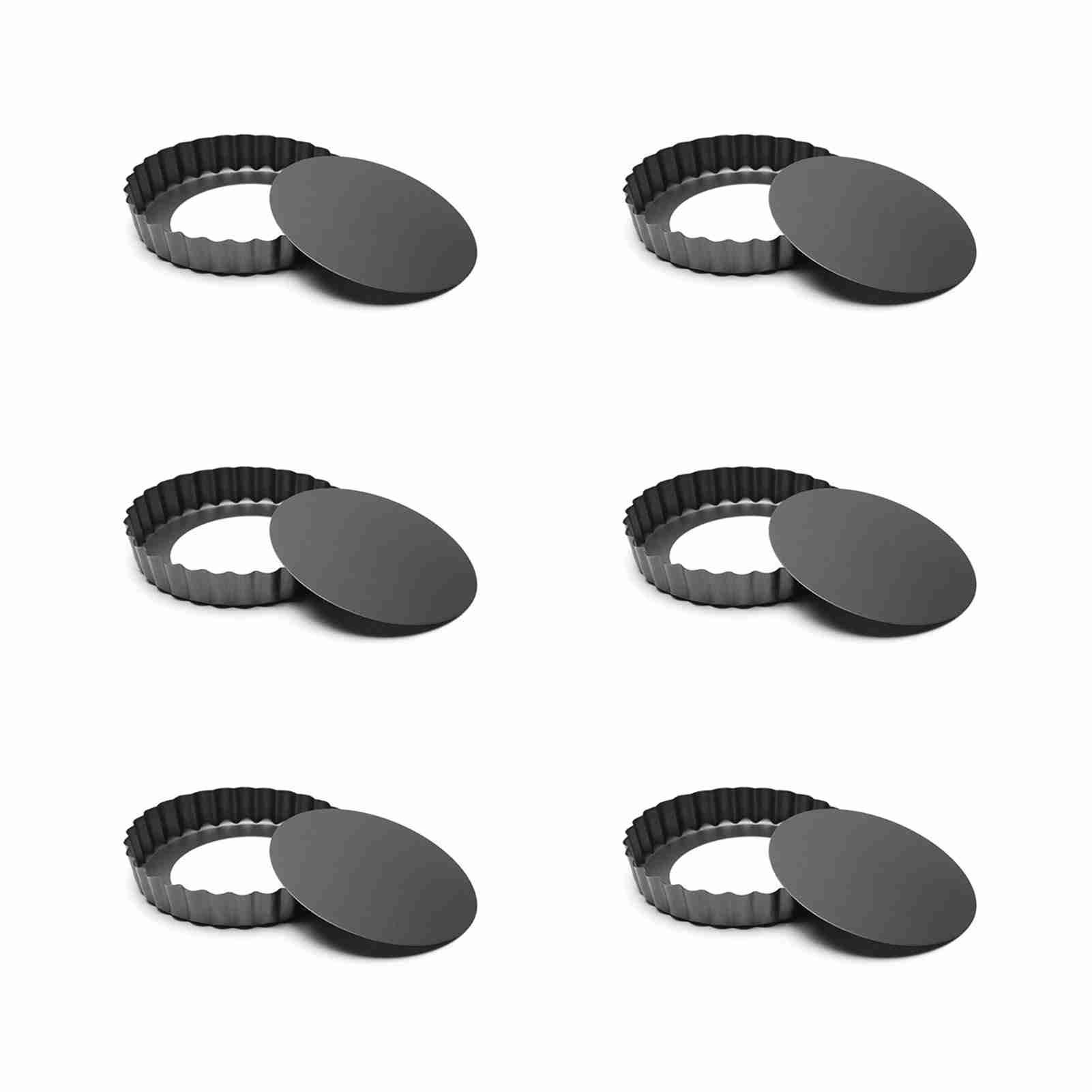 6Pcs 3in Quiche Pan Food Grade Prevents Sticking Carbon Steel Tart Pan with Removable Bottom for Baking Cakes Cheesecakes - Image 5