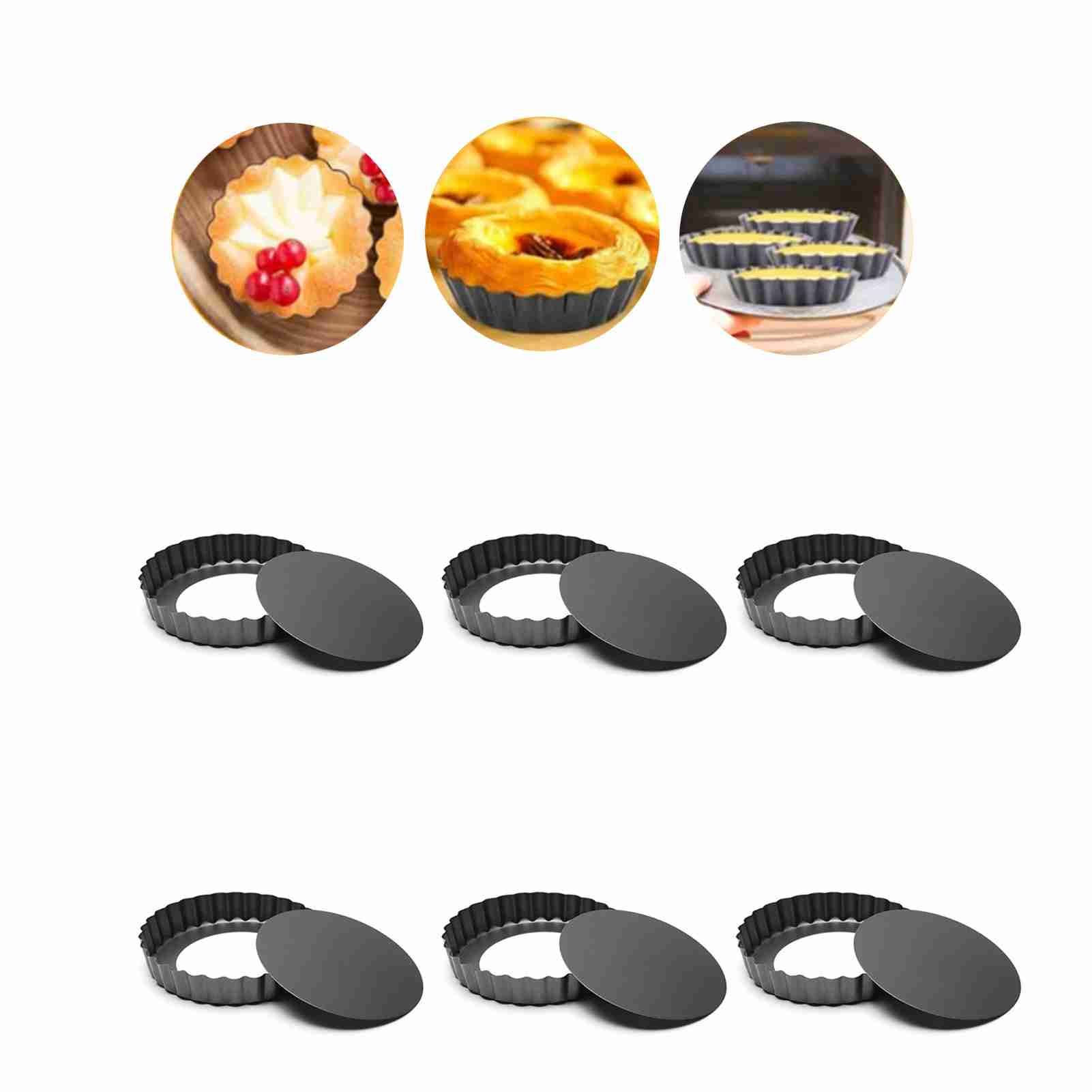 6Pcs 3in Quiche Pan Food Grade Prevents Sticking Carbon Steel Tart Pan with Removable Bottom for Baking Cakes Cheesecakes - Image 6
