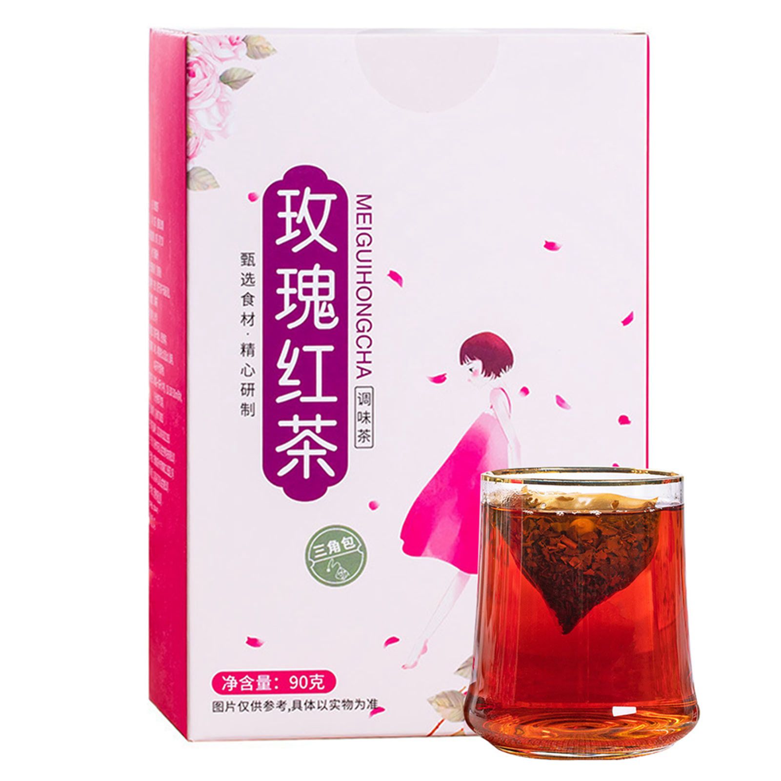Rose Black Tea 30 Triangular Bags Boiling Water Brewing Portable Flower Tea for Women Girls - Image 2