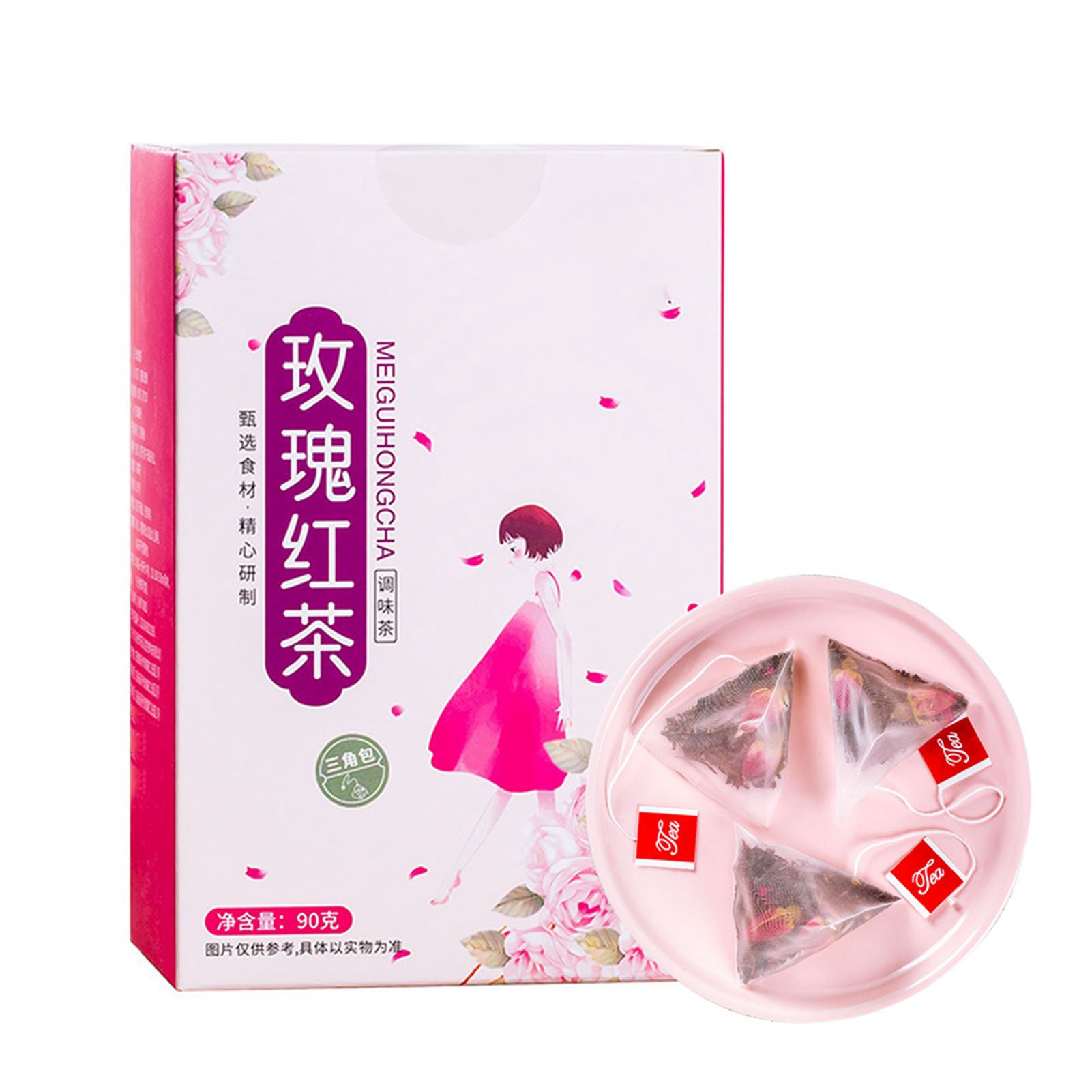 Rose Black Tea 30 Triangular Bags Boiling Water Brewing Portable Flower Tea for Women Girls - Image 3