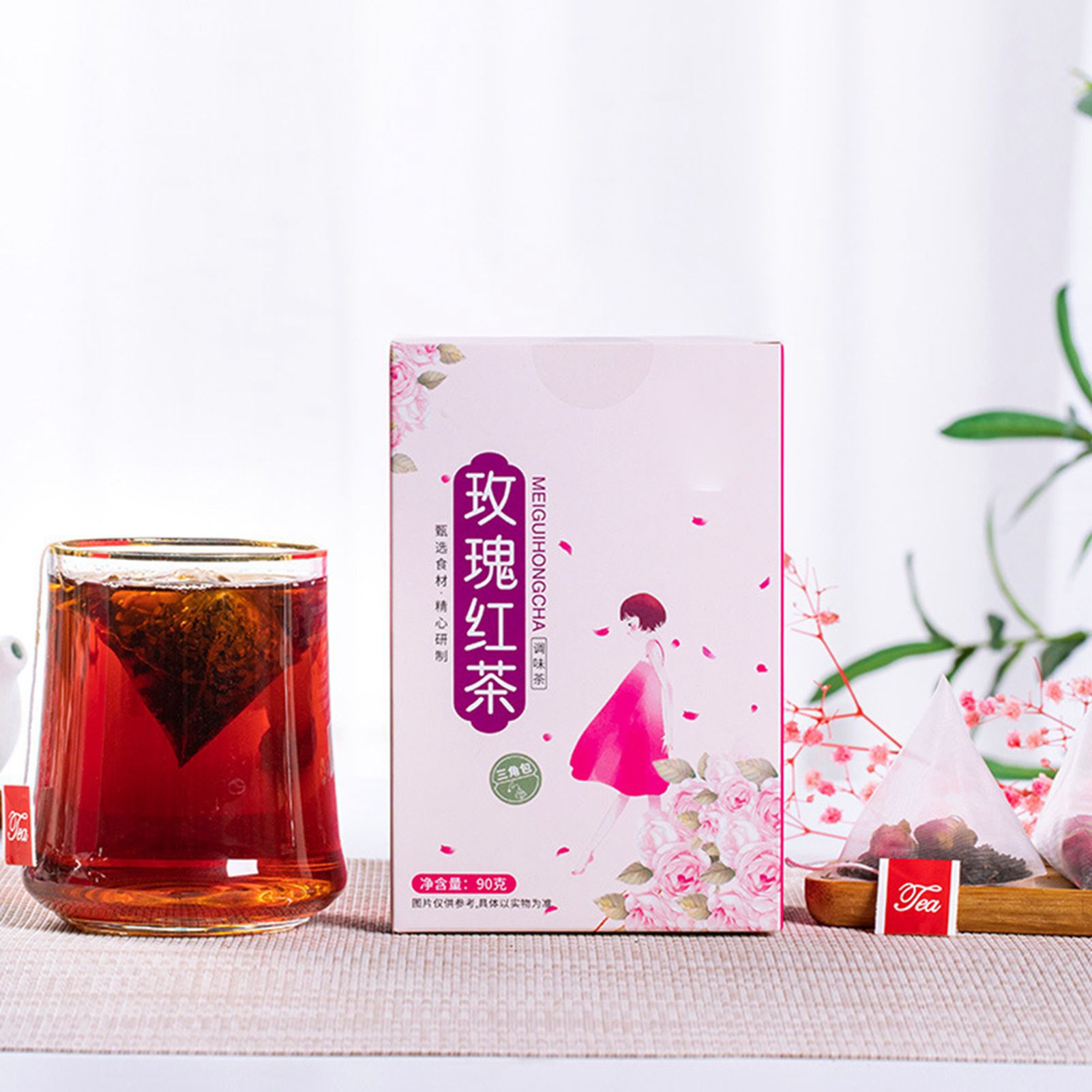Rose Black Tea 30 Triangular Bags Boiling Water Brewing Portable Flower Tea for Women Girls - Image 6