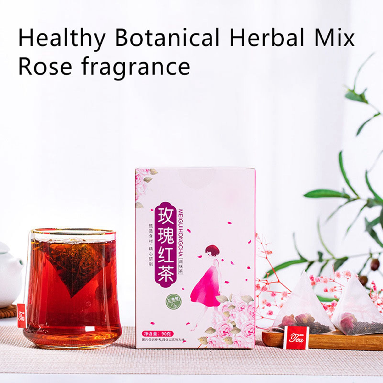 Rose Black Tea 30 Triangular Bags Boiling Water Brewing Portable Flower Tea for Women Girls - Image 7