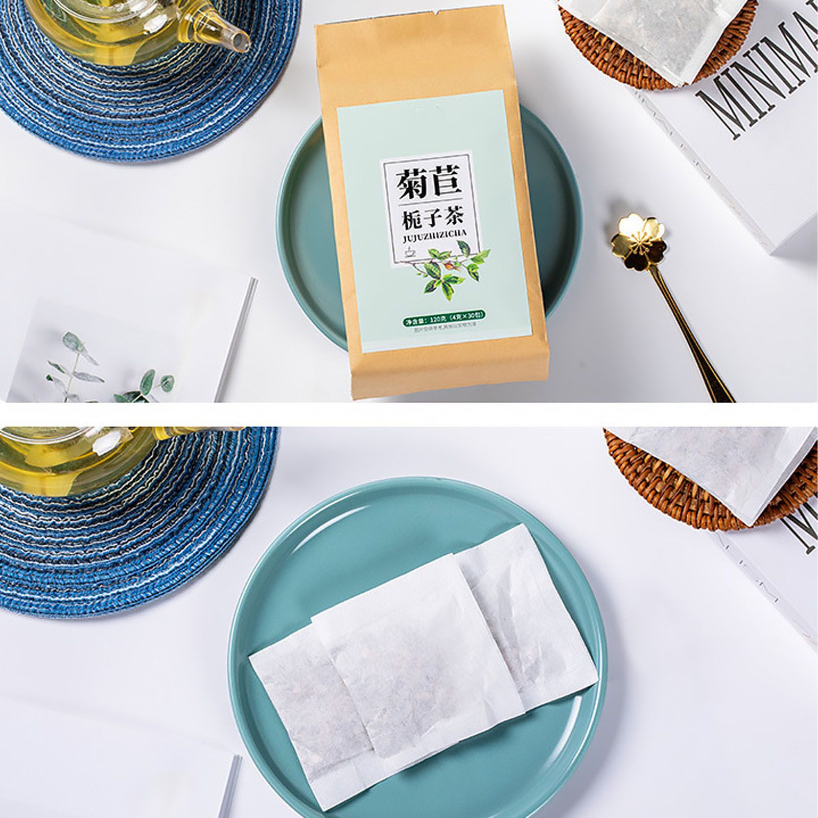 30 Count Chicory Gardenia Tea Kudzu Root Burdock Root Healthy Tea Bag Lily Licorice Herbal Tea Sampler 120g - Image 7