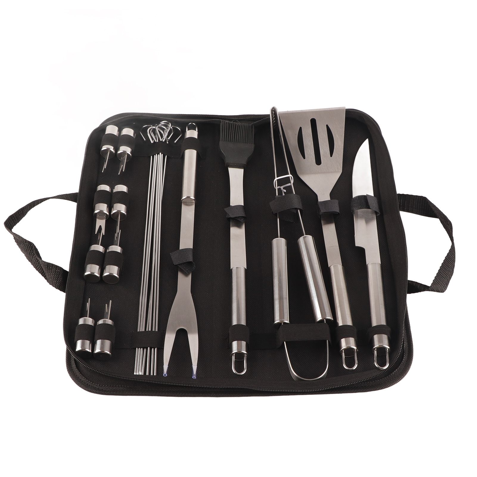 20pcs Barbecue Utensils Food Grade Stainless Steel Skewer Fork Knife BBQ Tool Set for Camping Hiking - Image 2
