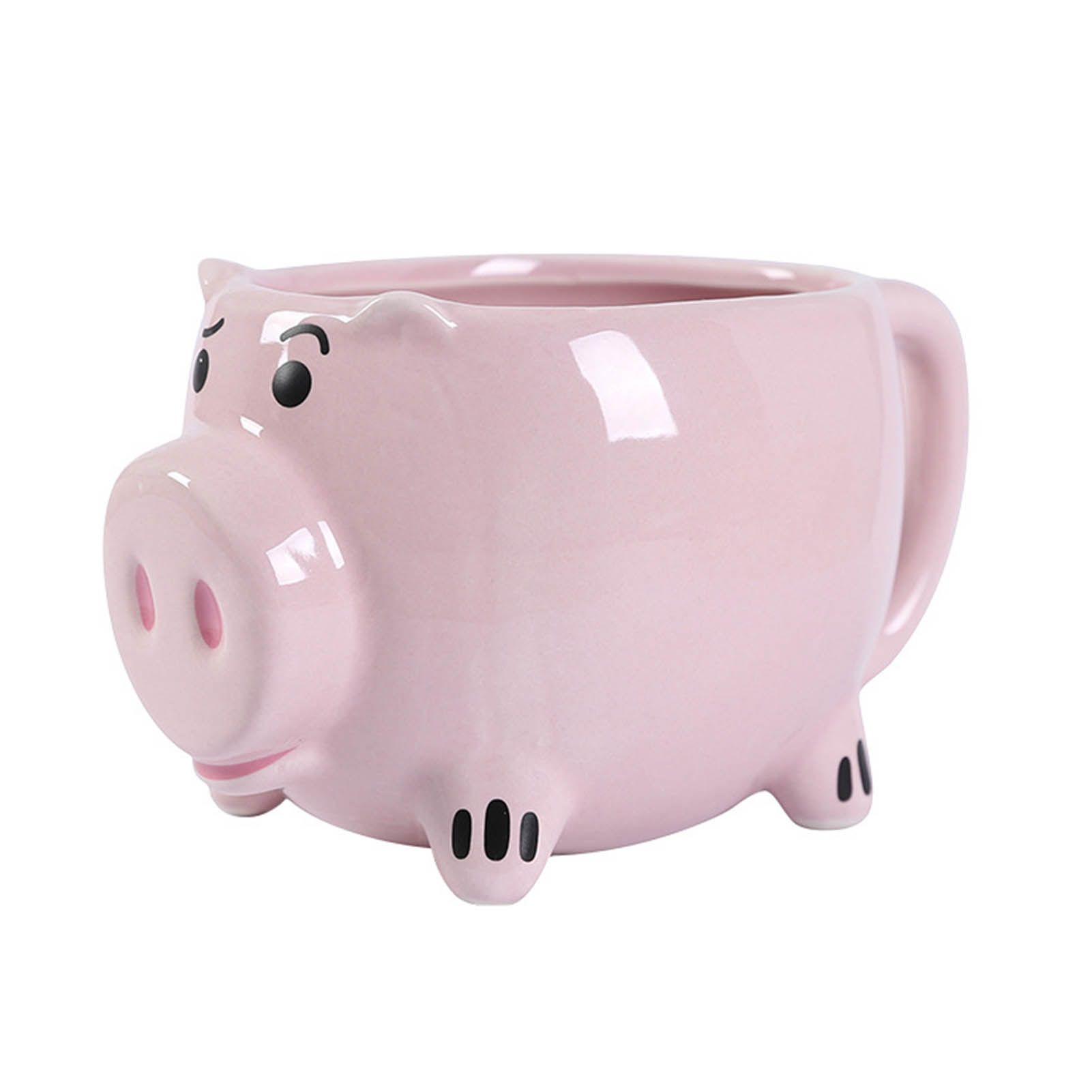 Ceramic Coffee Mug Wide Mouth Piggy Cute Water Cup with Handle for Home Cafe Office Pink - Image 1