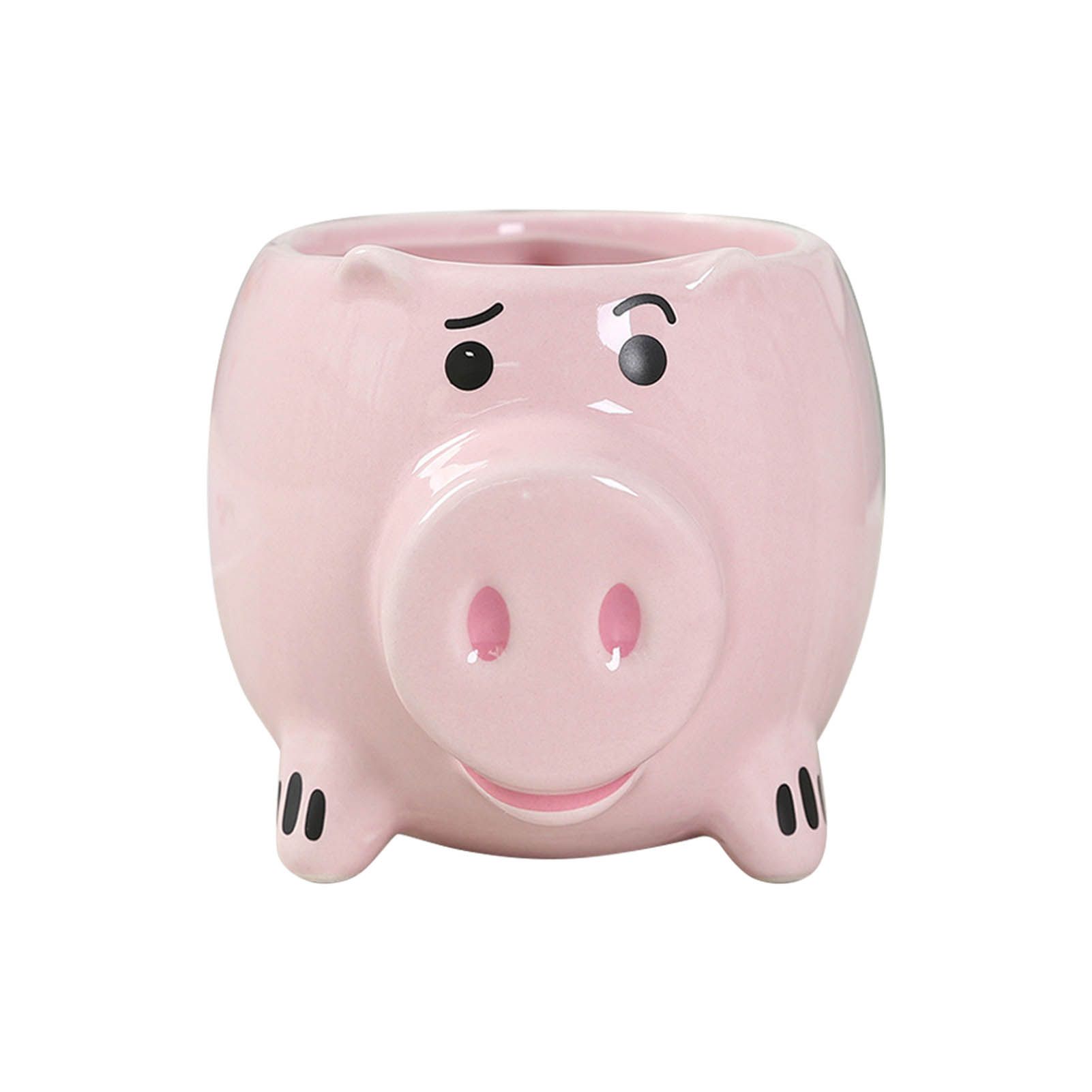 Ceramic Coffee Mug Wide Mouth Piggy Cute Water Cup with Handle for Home Cafe Office Pink - Image 3