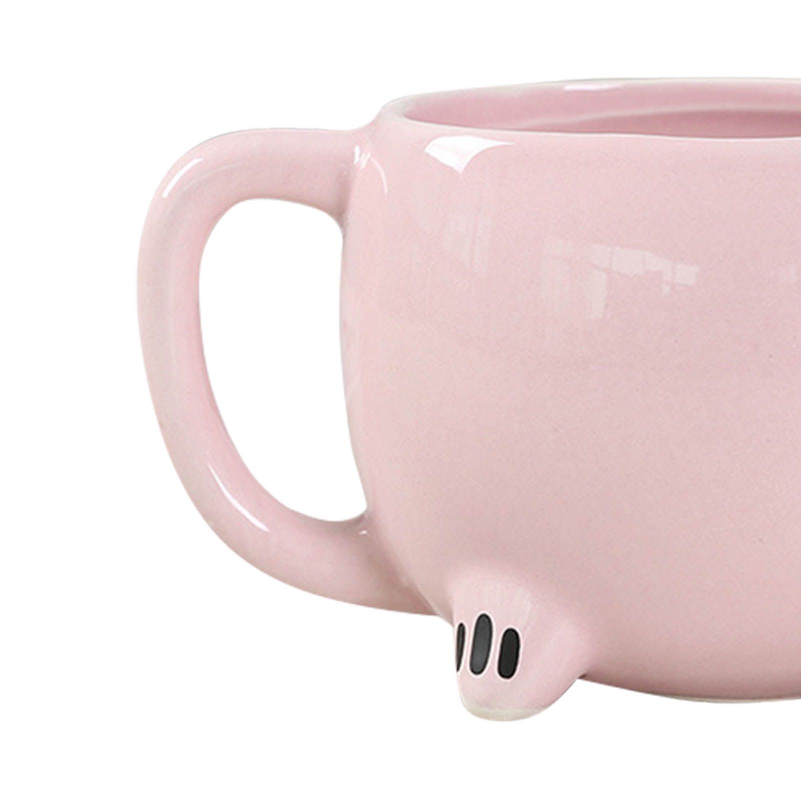 Ceramic Coffee Mug Wide Mouth Piggy Cute Water Cup with Handle for Home Cafe Office Pink - Image 8