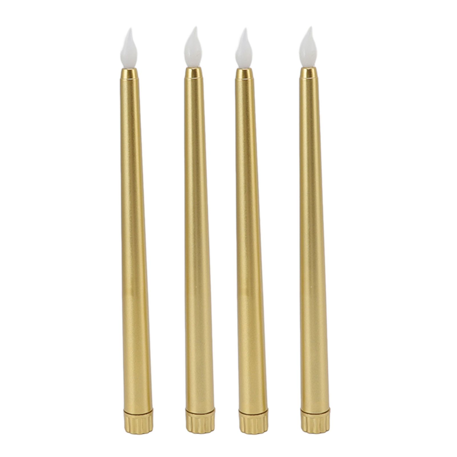 4 Pcs LED Candles Smoke Free Flameless Safe Environmentally Friendly Warm Light Electric LED Taper Candle Gold - Image 1