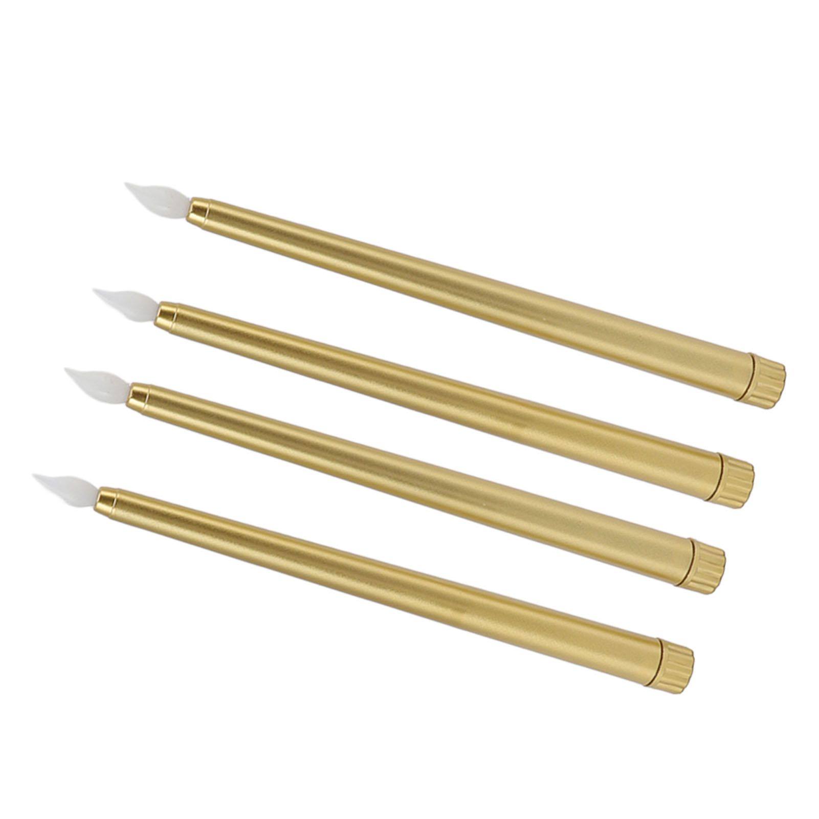 4 Pcs LED Candles Smoke Free Flameless Safe Environmentally Friendly Warm Light Electric LED Taper Candle Gold - Image 2