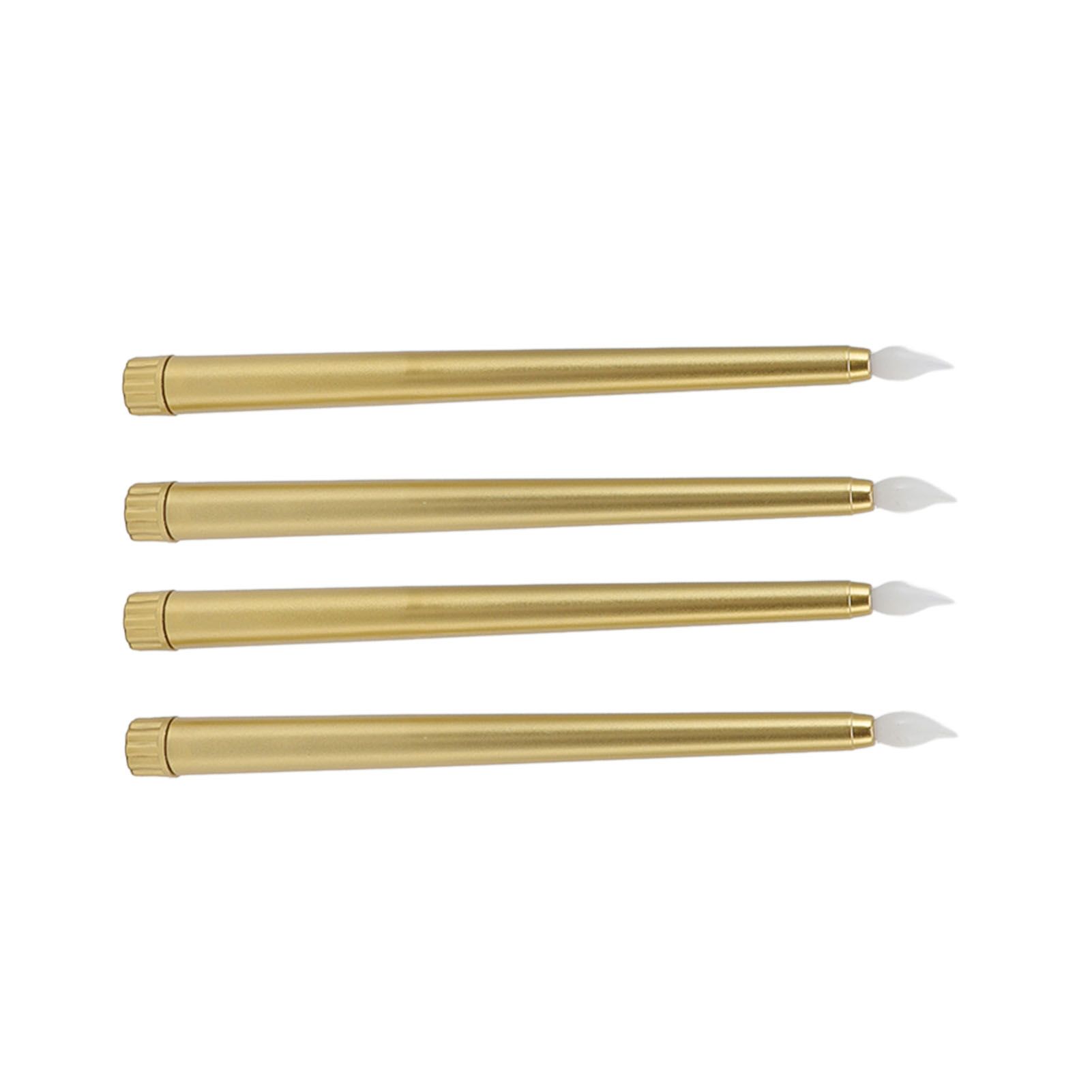 4 Pcs LED Candles Smoke Free Flameless Safe Environmentally Friendly Warm Light Electric LED Taper Candle Gold - Image 5