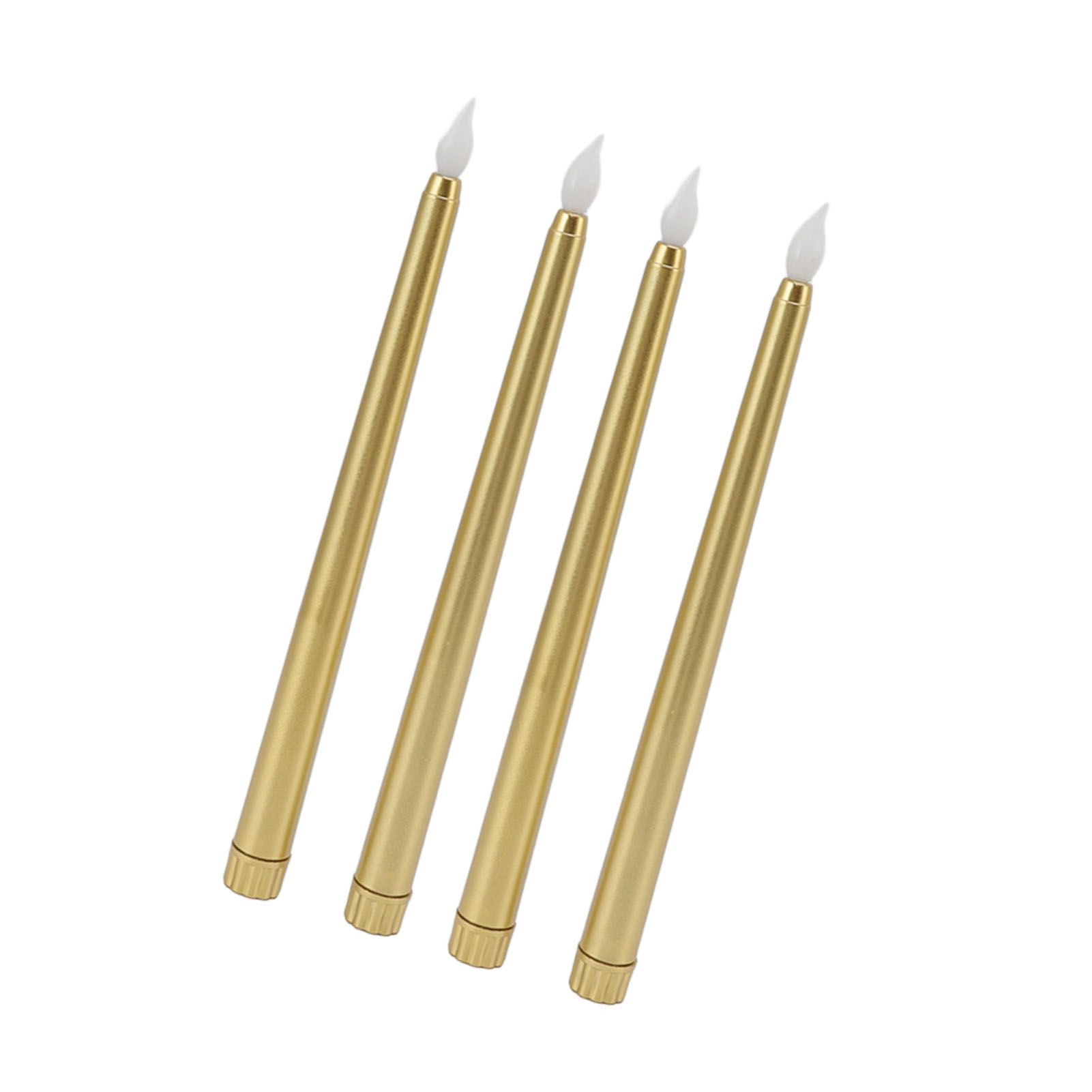 4 Pcs LED Candles Smoke Free Flameless Safe Environmentally Friendly Warm Light Electric LED Taper Candle Gold - Image 8