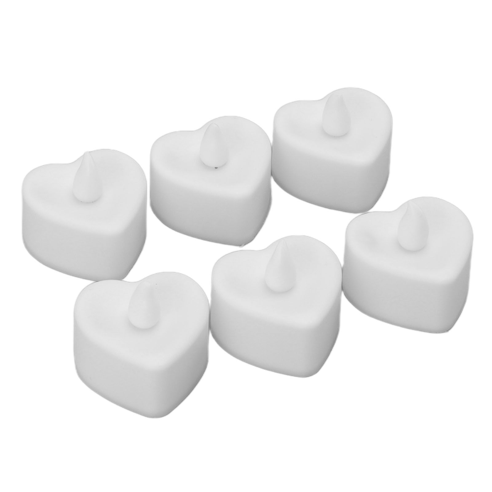 12Pcs LED Tea Lights Heart Shaped Flameless Battery Operated Electronic Fake Candles Wedding Party Decoration White - Image 4