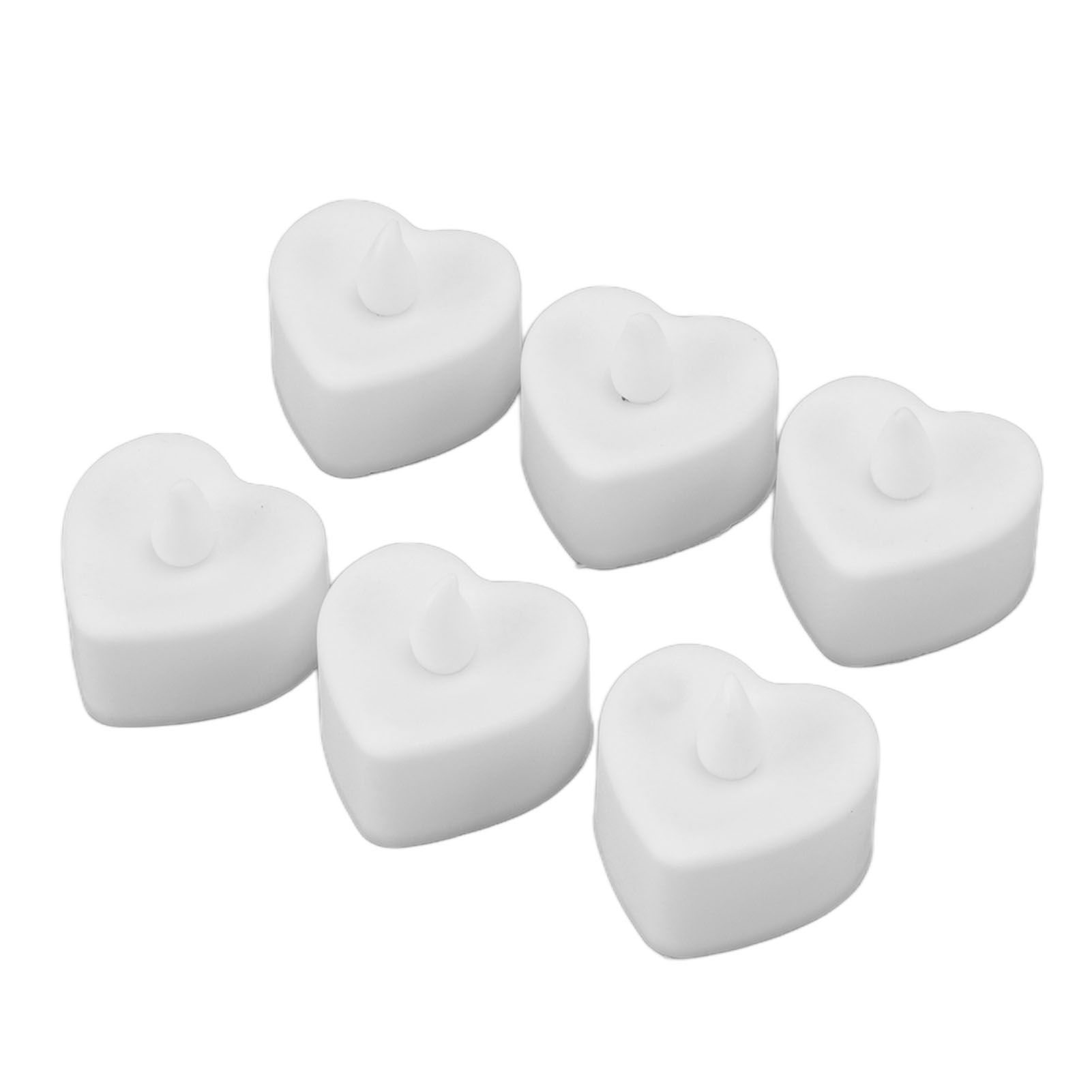 12Pcs LED Tea Lights Heart Shaped Flameless Battery Operated Electronic Fake Candles Wedding Party Decoration White - Image 5