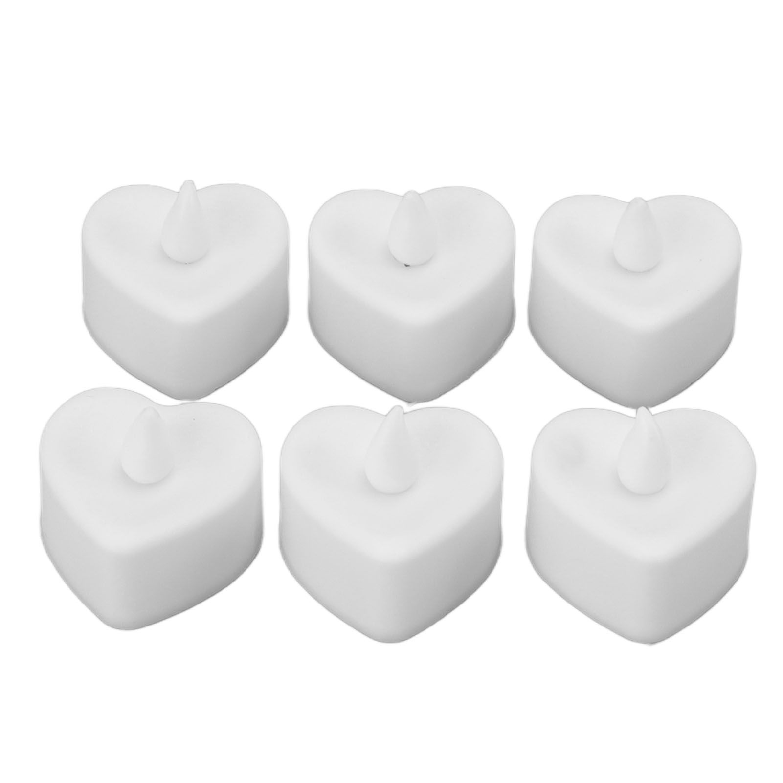12Pcs LED Tea Lights Heart Shaped Flameless Battery Operated Electronic Fake Candles Wedding Party Decoration White - Image 6
