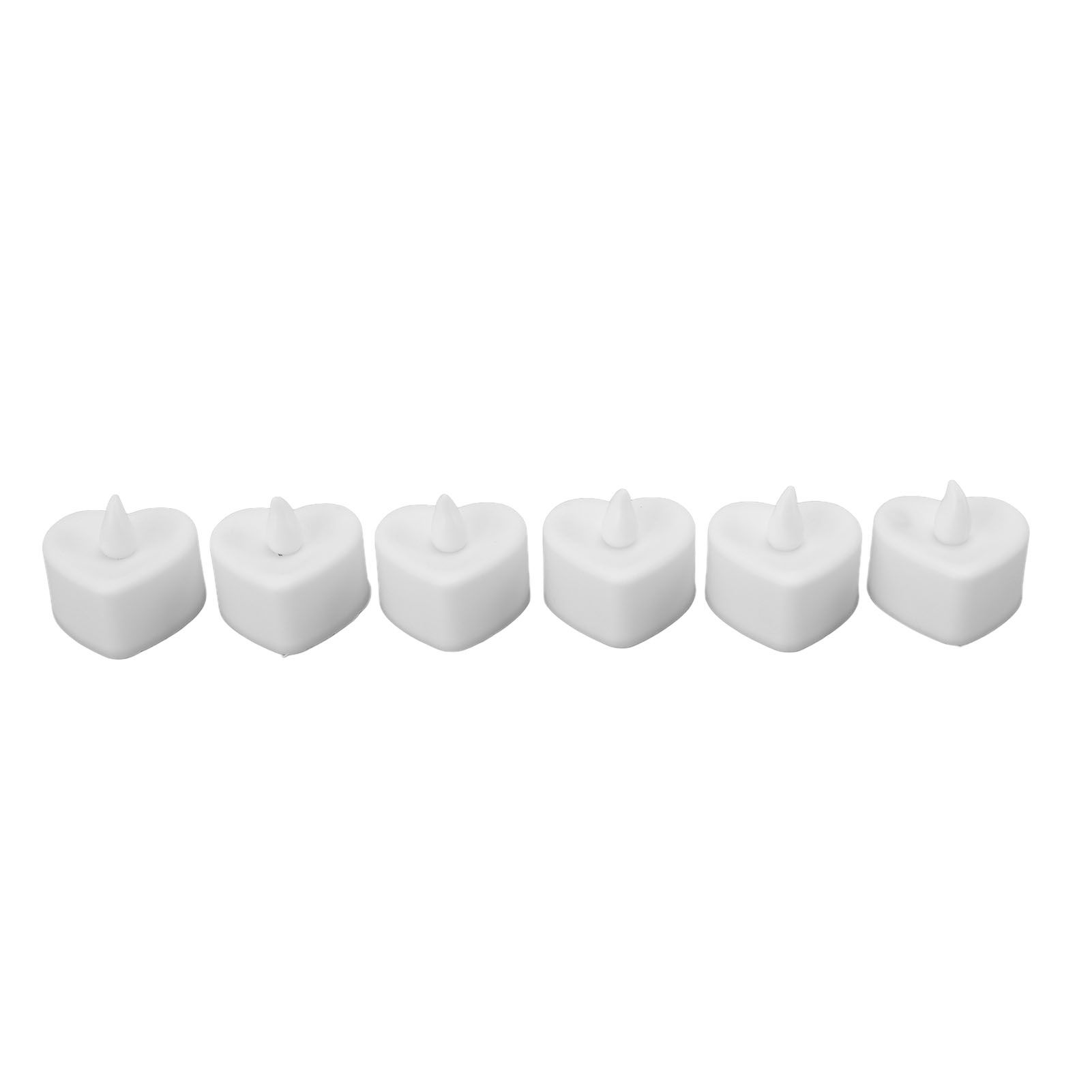 12Pcs LED Tea Lights Heart Shaped Flameless Battery Operated Electronic Fake Candles Wedding Party Decoration White - Image 7