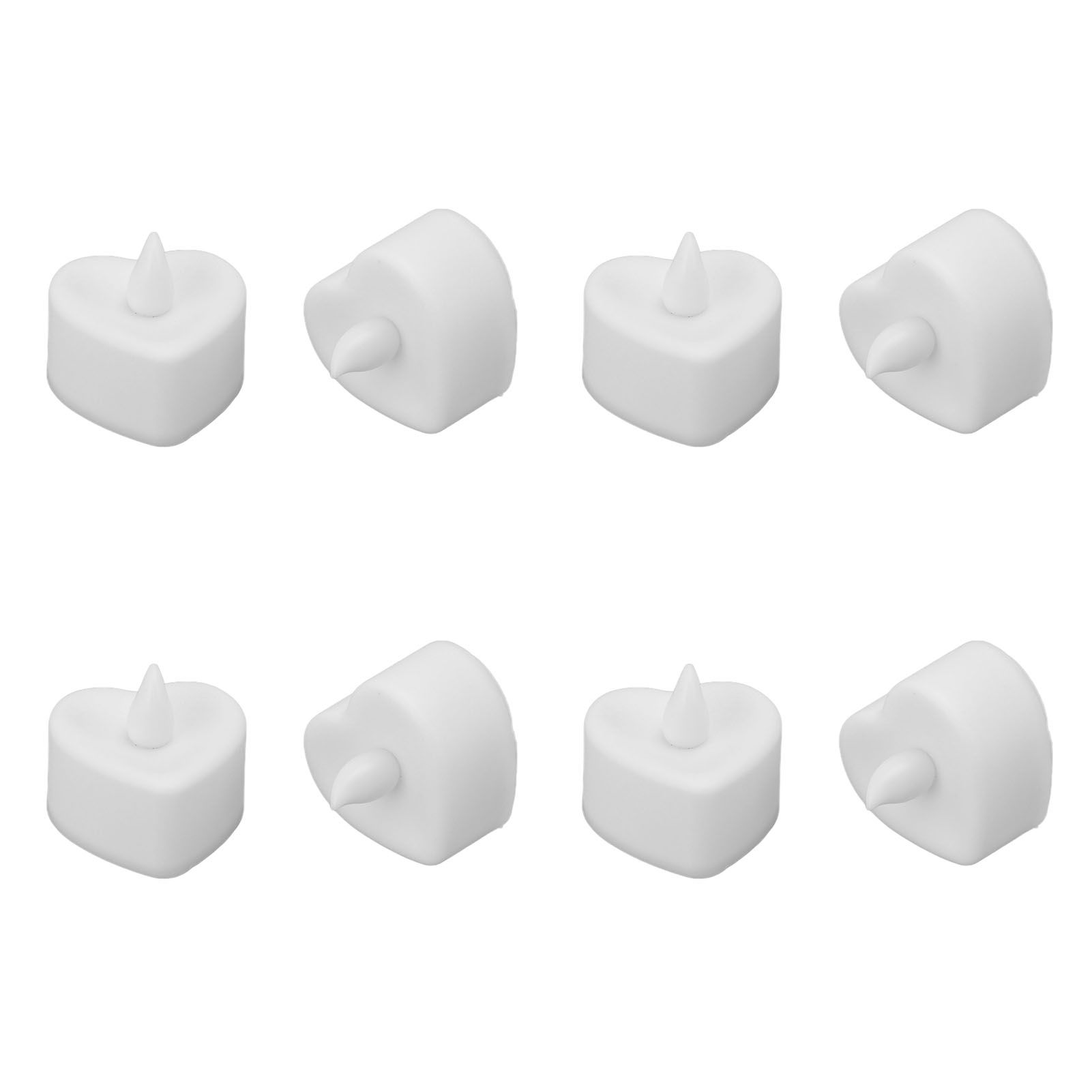 12Pcs LED Tea Lights Heart Shaped Flameless Battery Operated Electronic Fake Candles Wedding Party Decoration White - Image 8