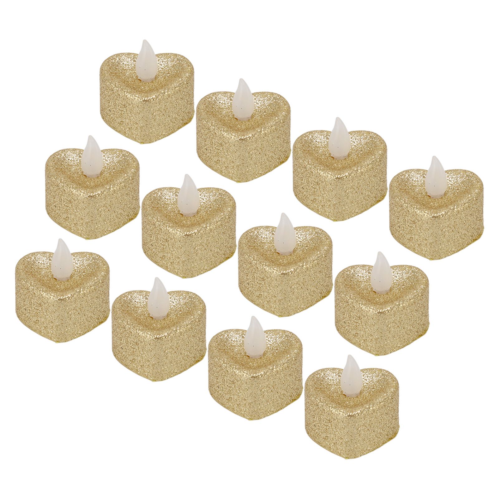 12 PCS LED Candle Lamp Gold Powder Heart Shape Tea Lights Secret Room Props for Christmas Wedding Party - Image 2