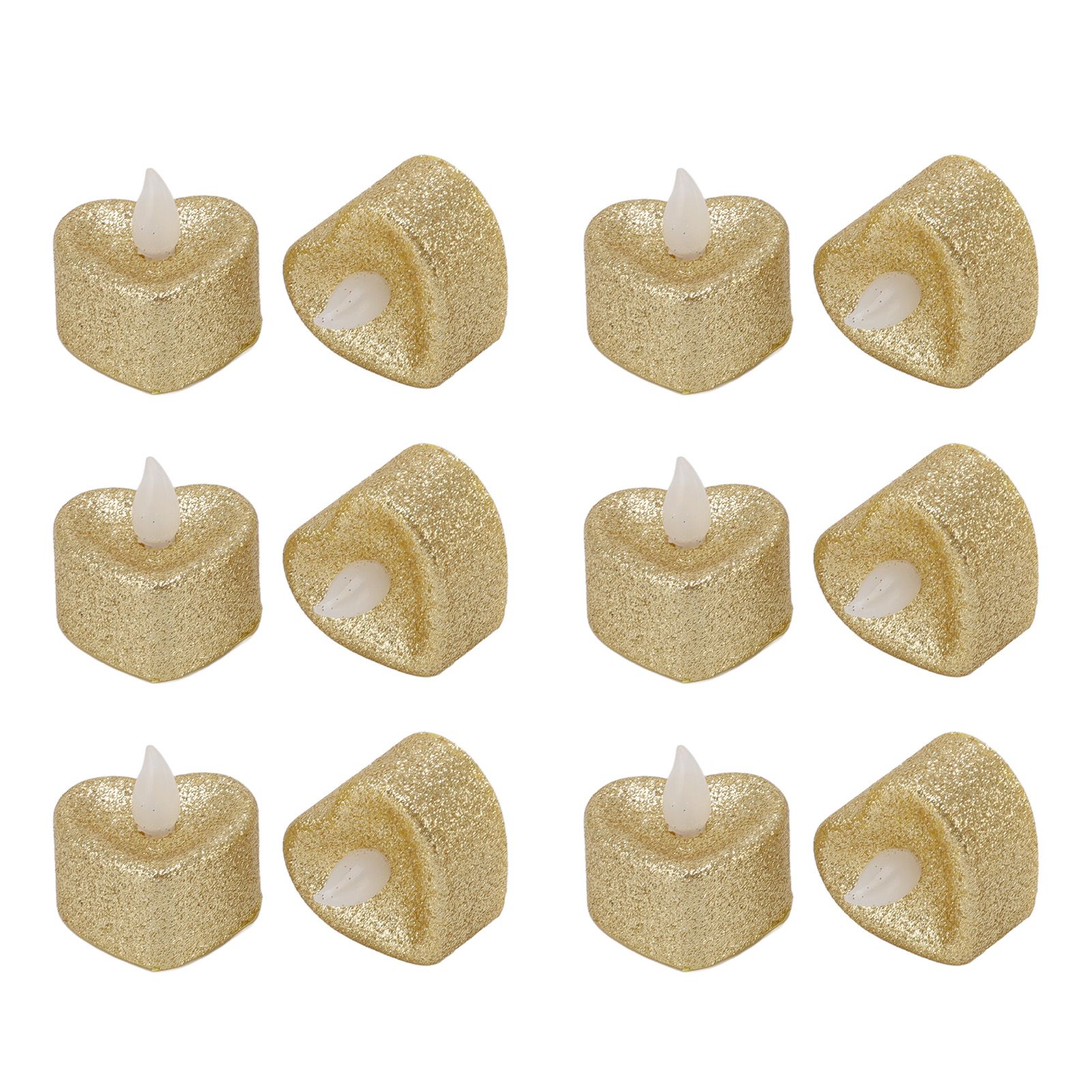 12 PCS LED Candle Lamp Gold Powder Heart Shape Tea Lights Secret Room Props for Christmas Wedding Party - Image 3