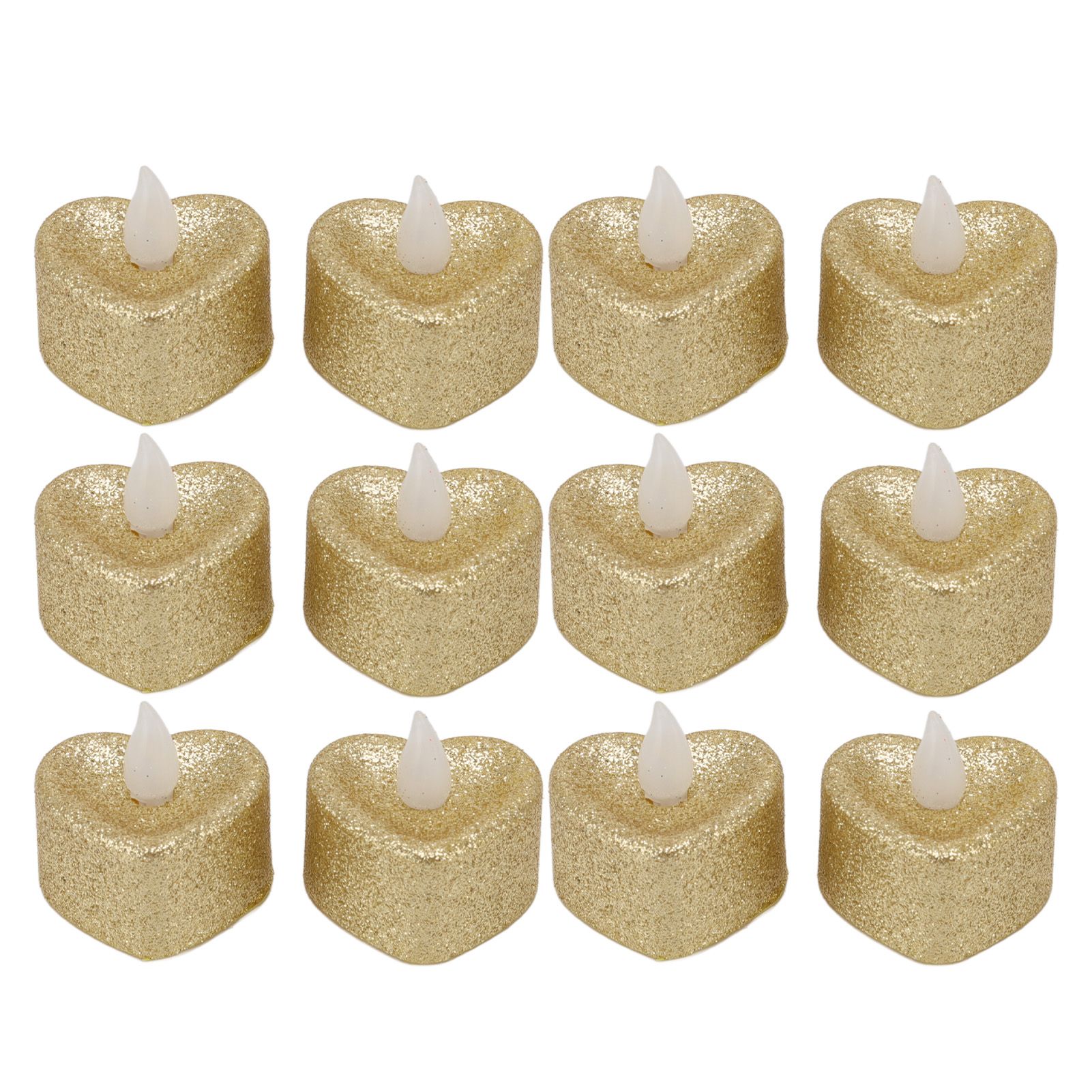 12 PCS LED Candle Lamp Gold Powder Heart Shape Tea Lights Secret Room Props for Christmas Wedding Party - Image 4