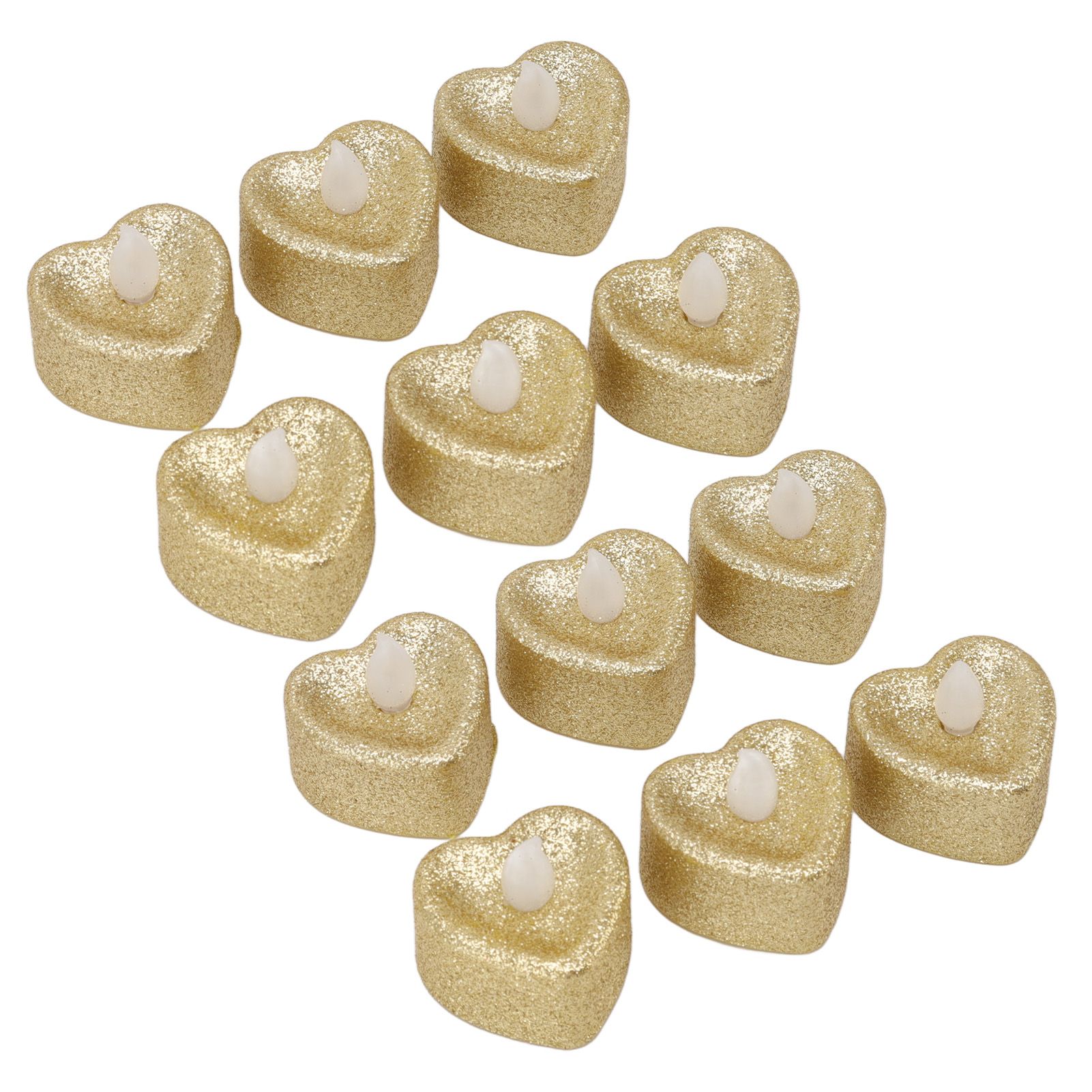 12 PCS LED Candle Lamp Gold Powder Heart Shape Tea Lights Secret Room Props for Christmas Wedding Party - Image 5