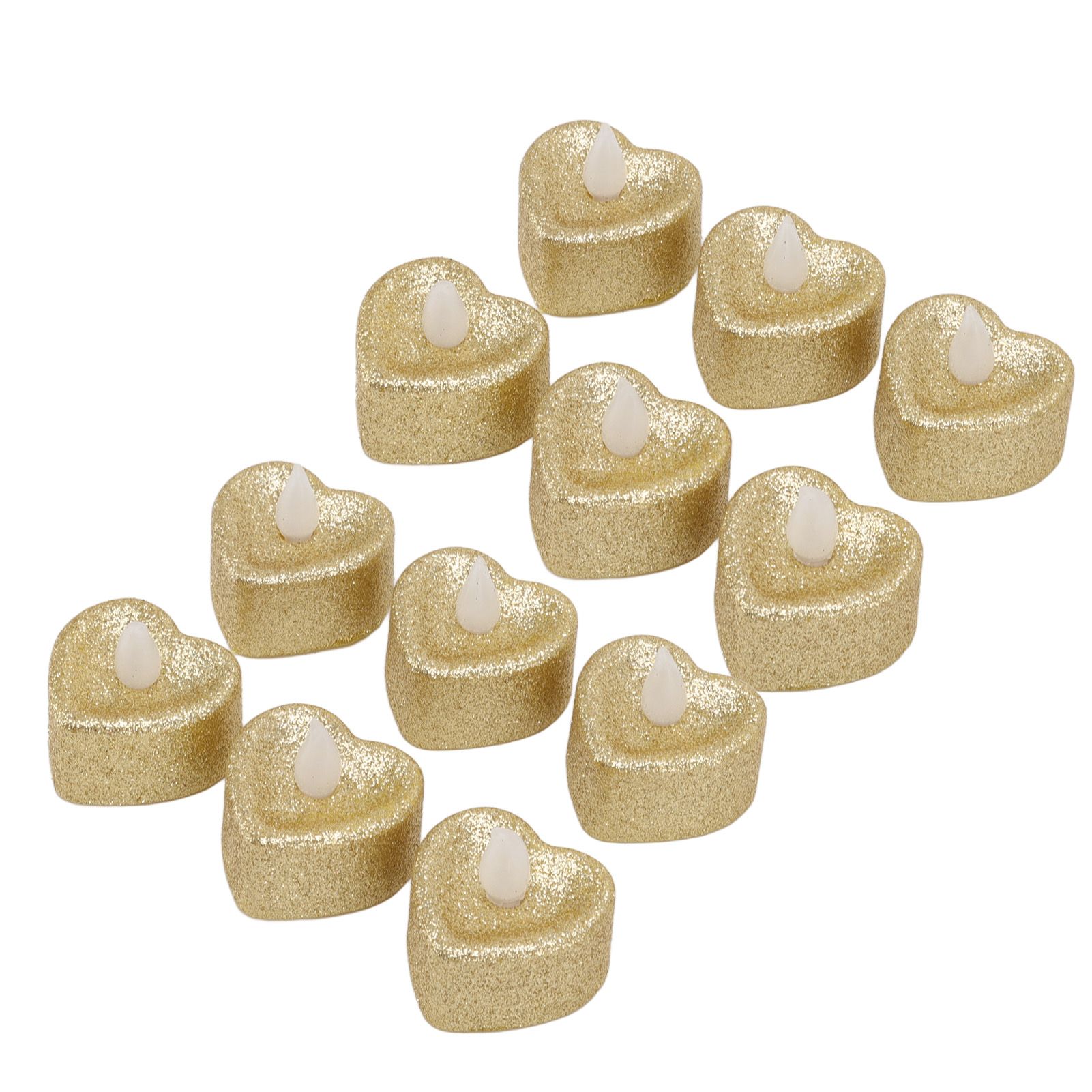 12 PCS LED Candle Lamp Gold Powder Heart Shape Tea Lights Secret Room Props for Christmas Wedding Party - Image 6